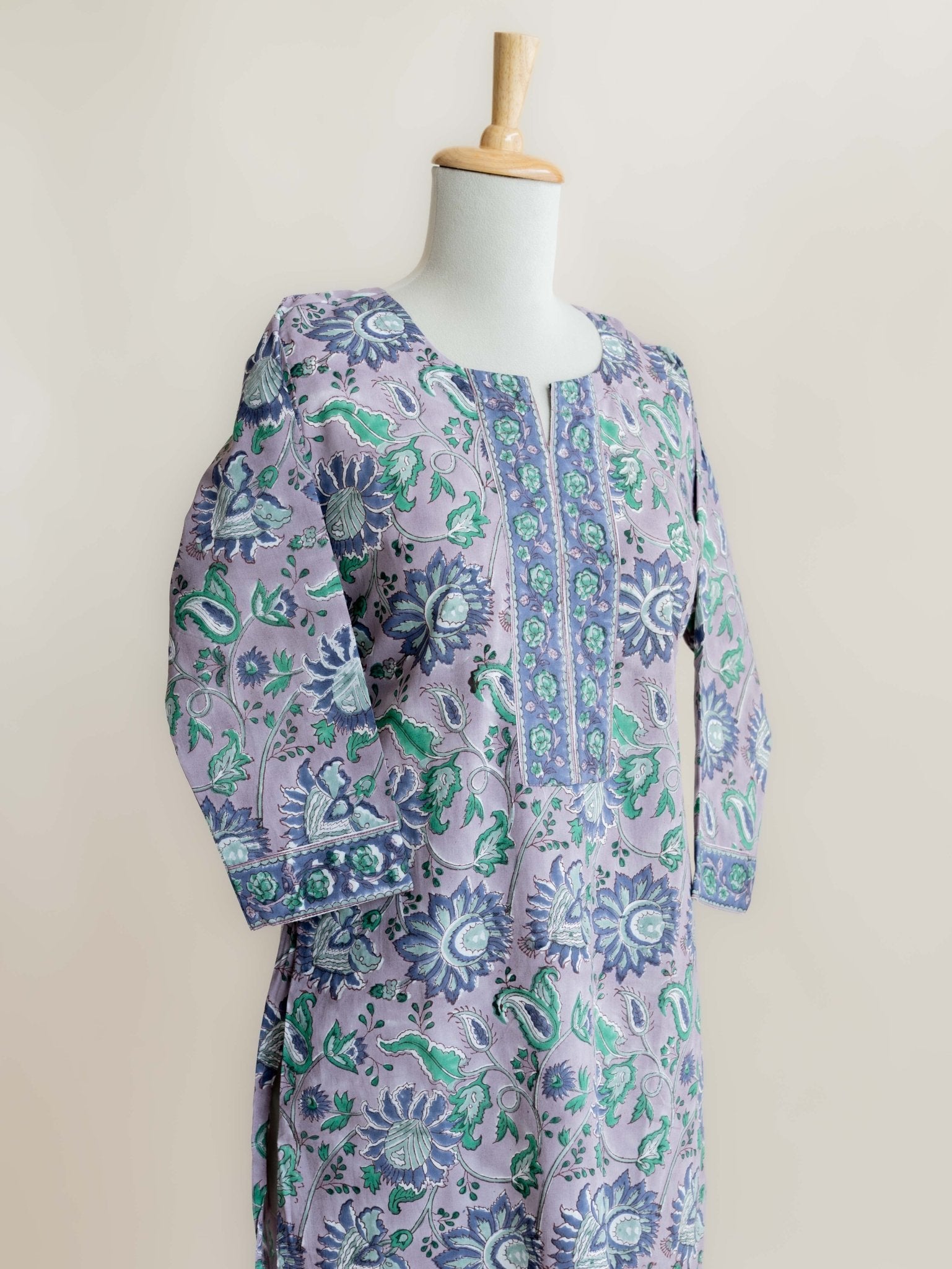 Hetal Cotton Block Printed Straight Kurta - AINA