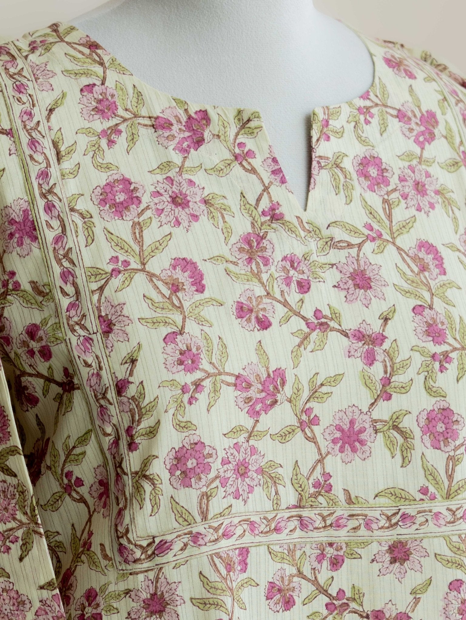 Hetali Cotton Block Printed Straight Kurta - AINA