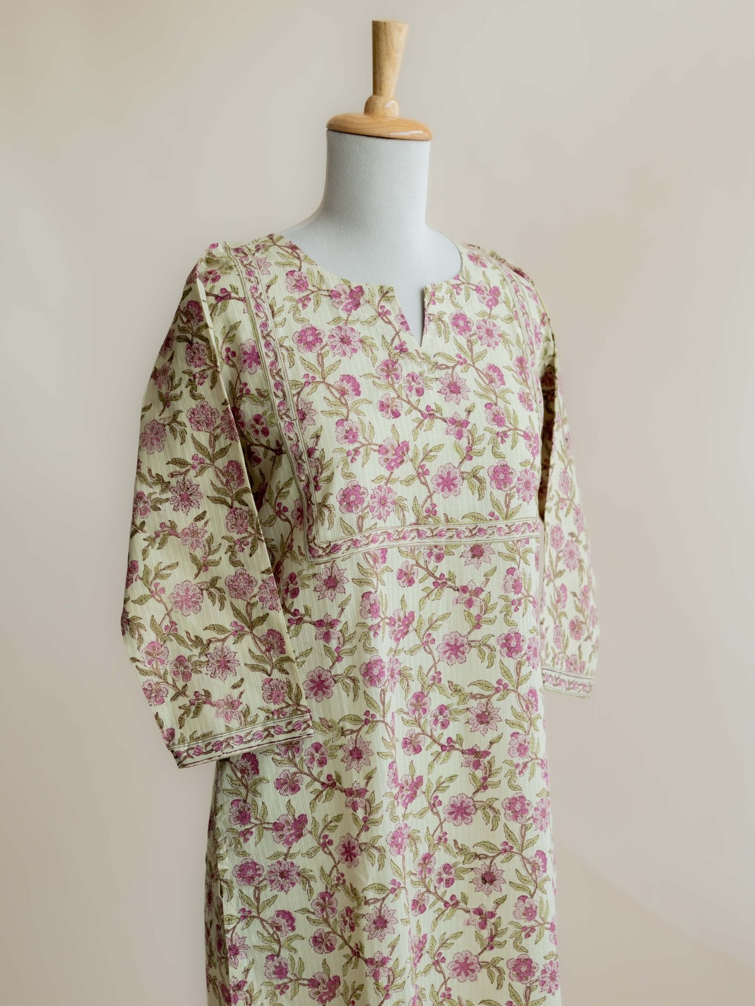 Hetali Cotton Block Printed Straight Kurta - AINA