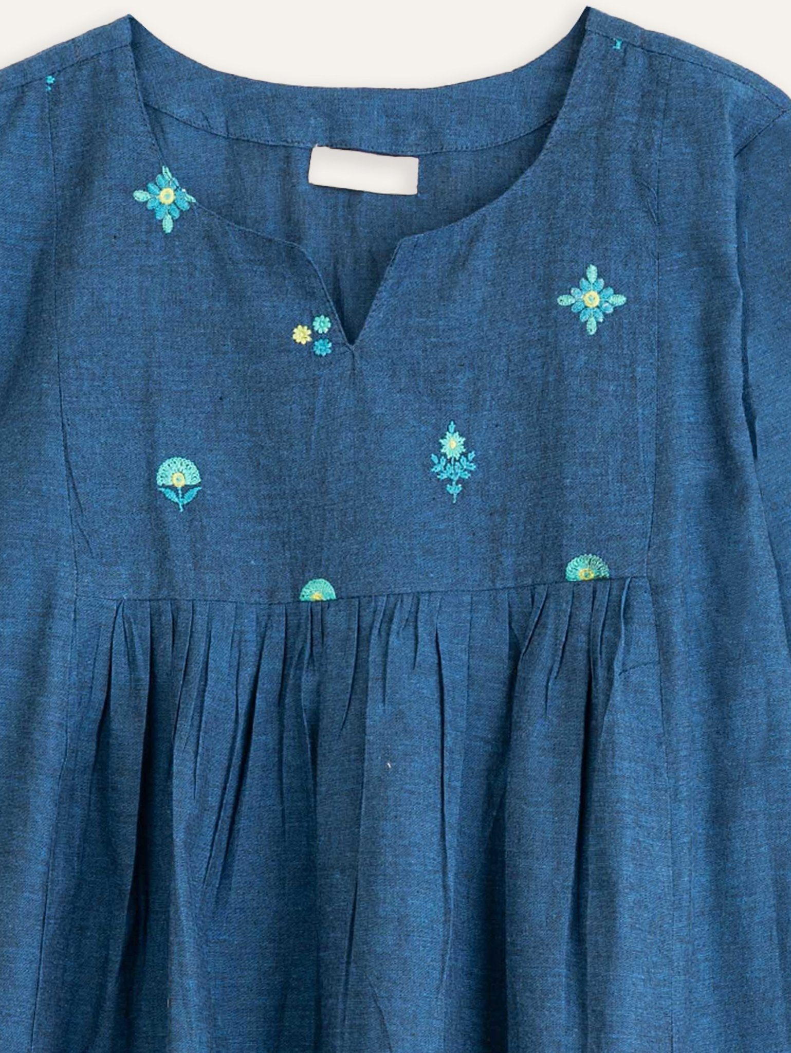 Himaya Cotton Embroidered A - Line Kurta - AINA