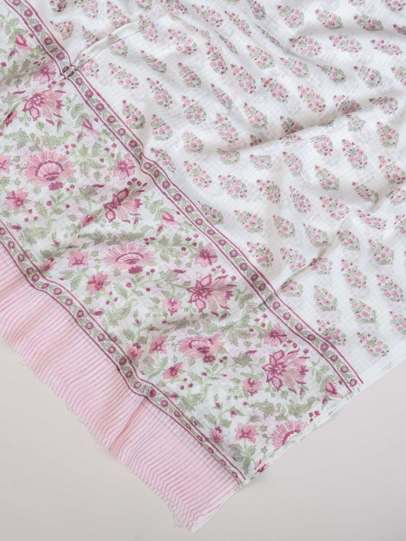 Hina Cotton Block Printed Unstitched Suit Set - 3 Piece - AINA