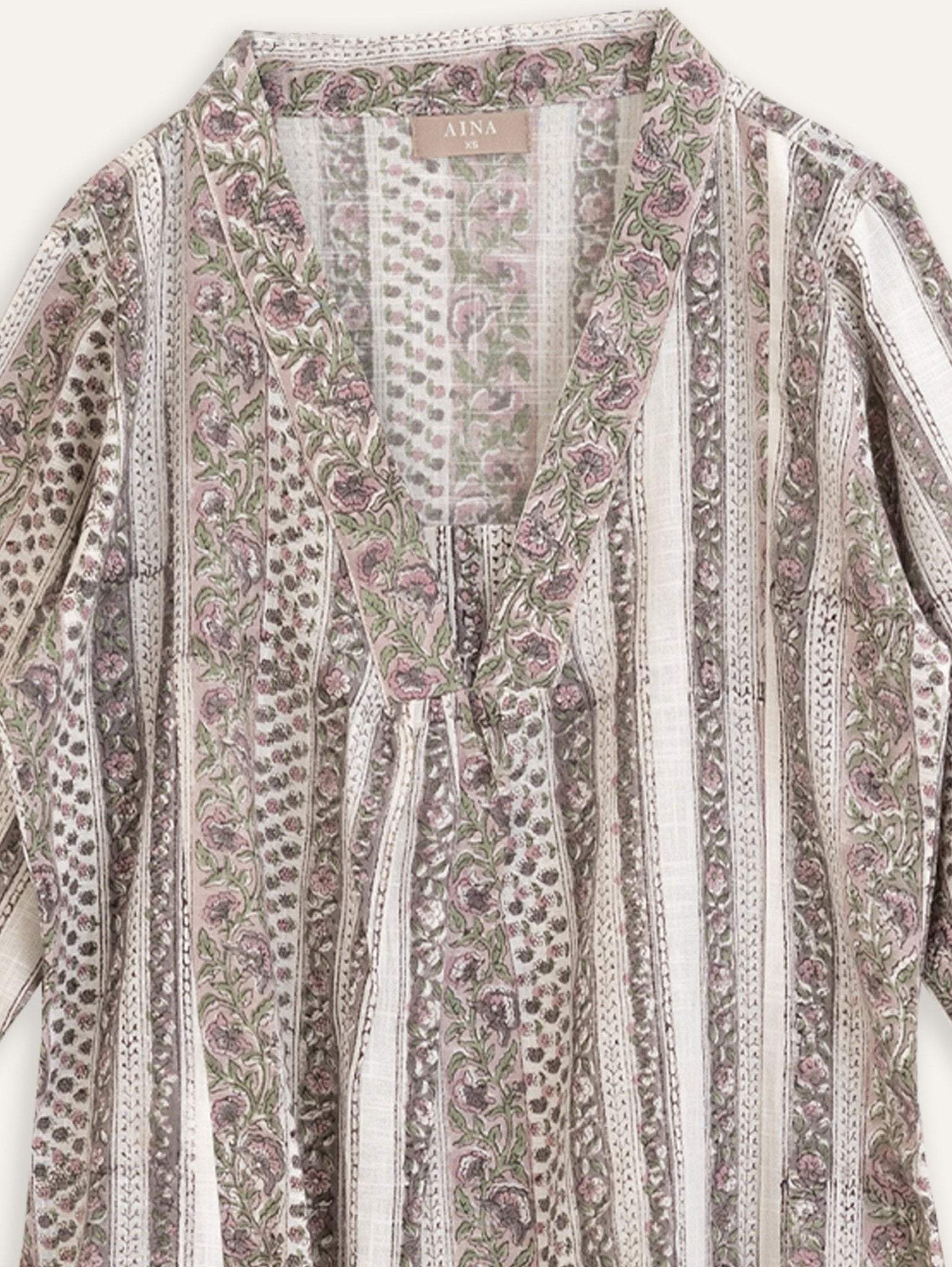 Hinal Cotton Slub Block Printed A - Line Kurta - AINA