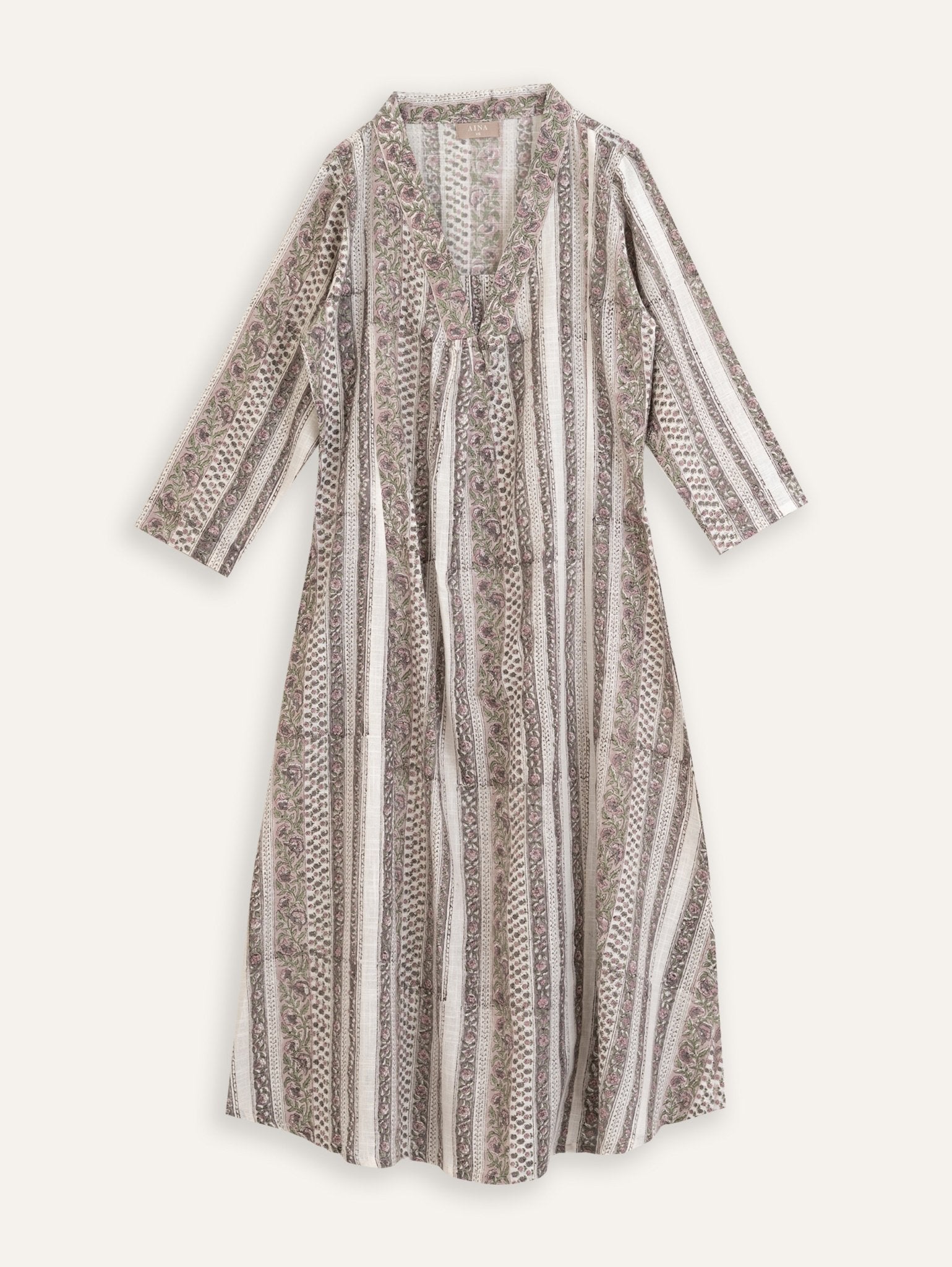 Hinal Cotton Slub Block Printed A - Line Kurta - AINA