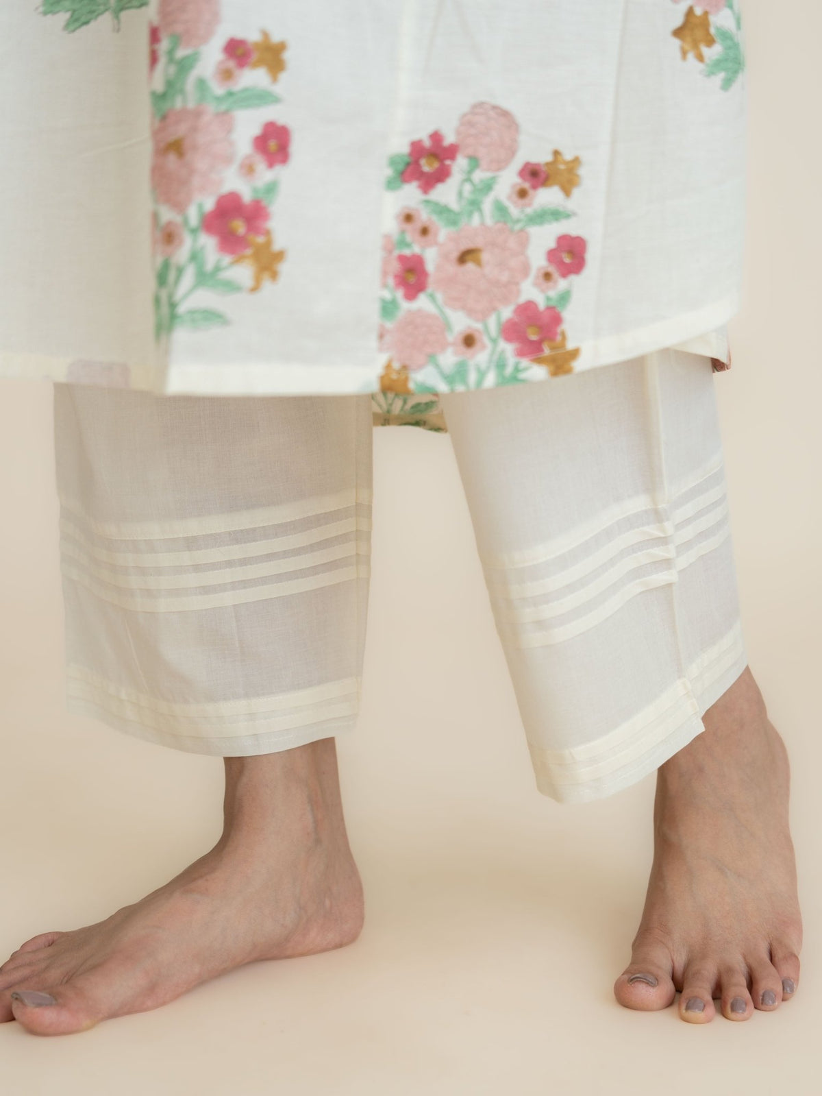 Hitha Cotton Block Printed A-Line Suit Set - AINA