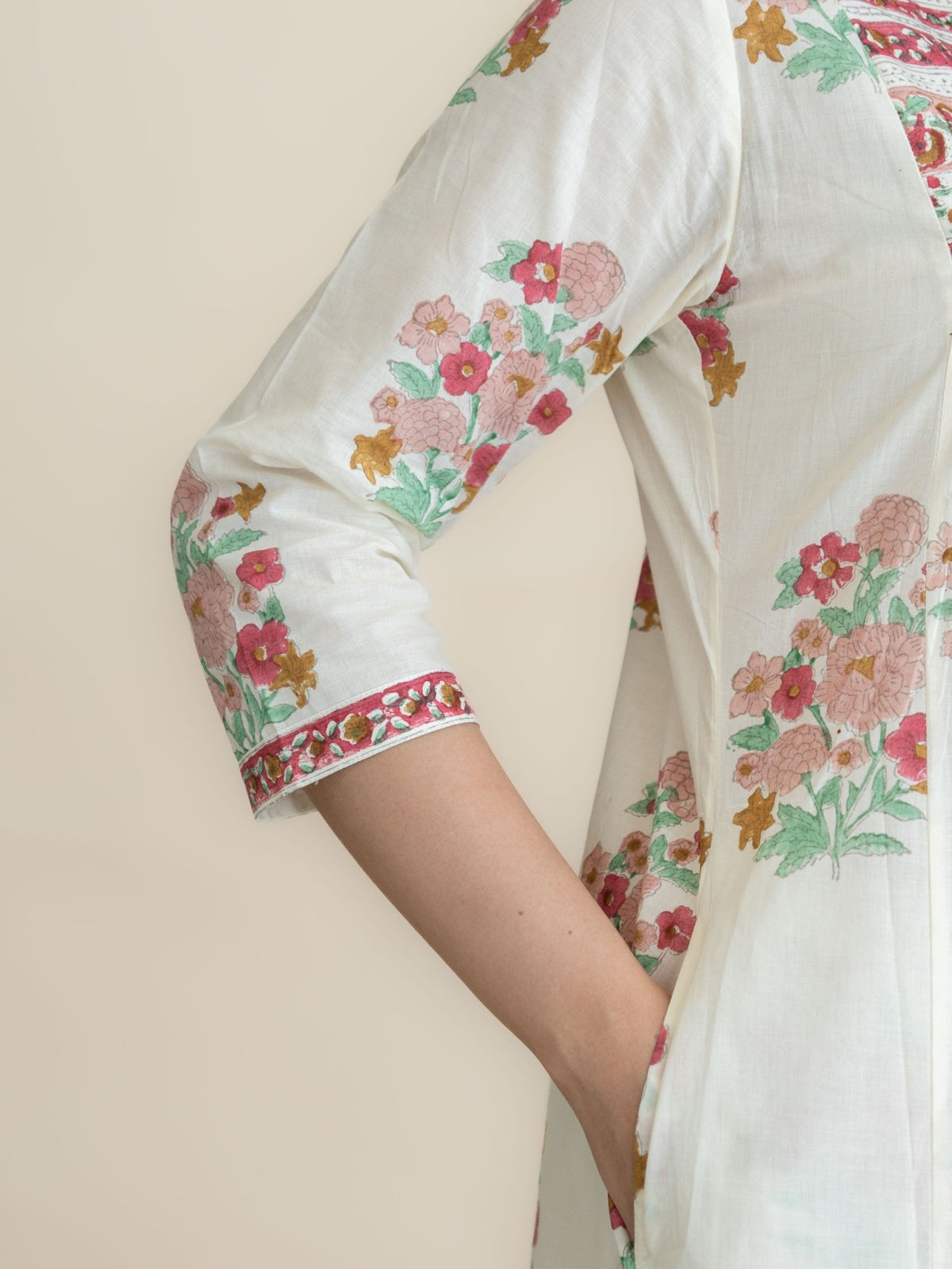 Hitha Cotton Block Printed A-Line Suit Set - AINA