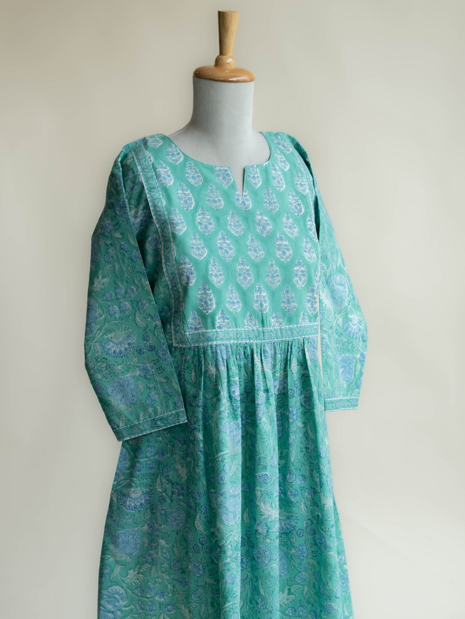 Hridhya Cotton Block Printed A - Line Suit Set - AINA