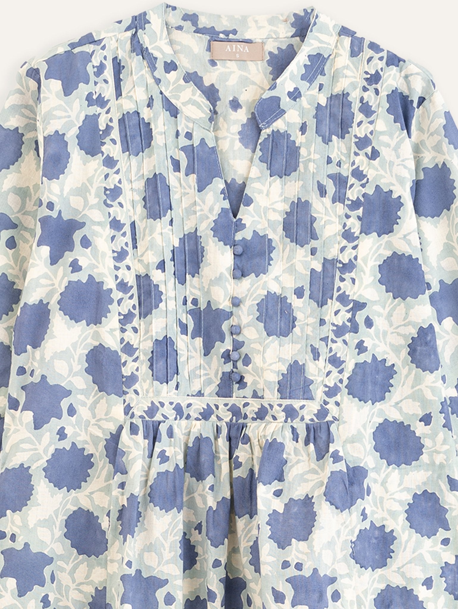 Hridya Cotton Block Printed A - Line Kurta - AINA