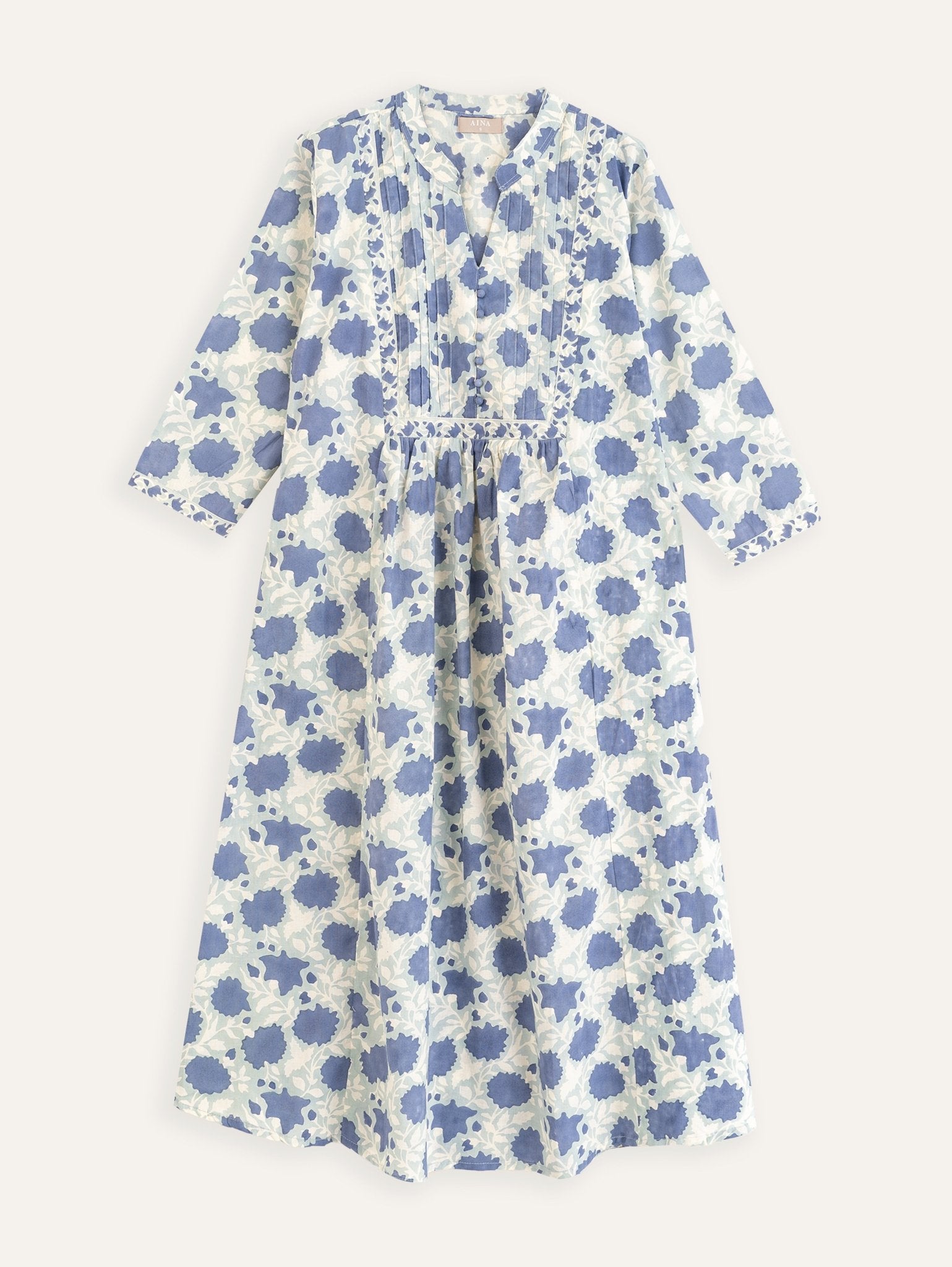 Hridya Cotton Block Printed A - Line Kurta - AINA