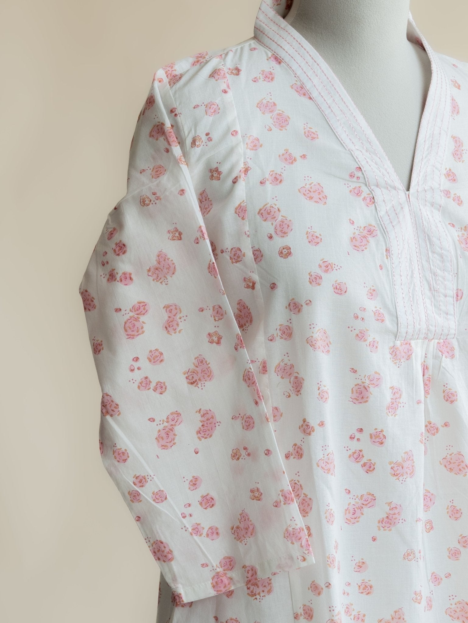 Huda Cotton Block Printed A - Line Kurta - AINA