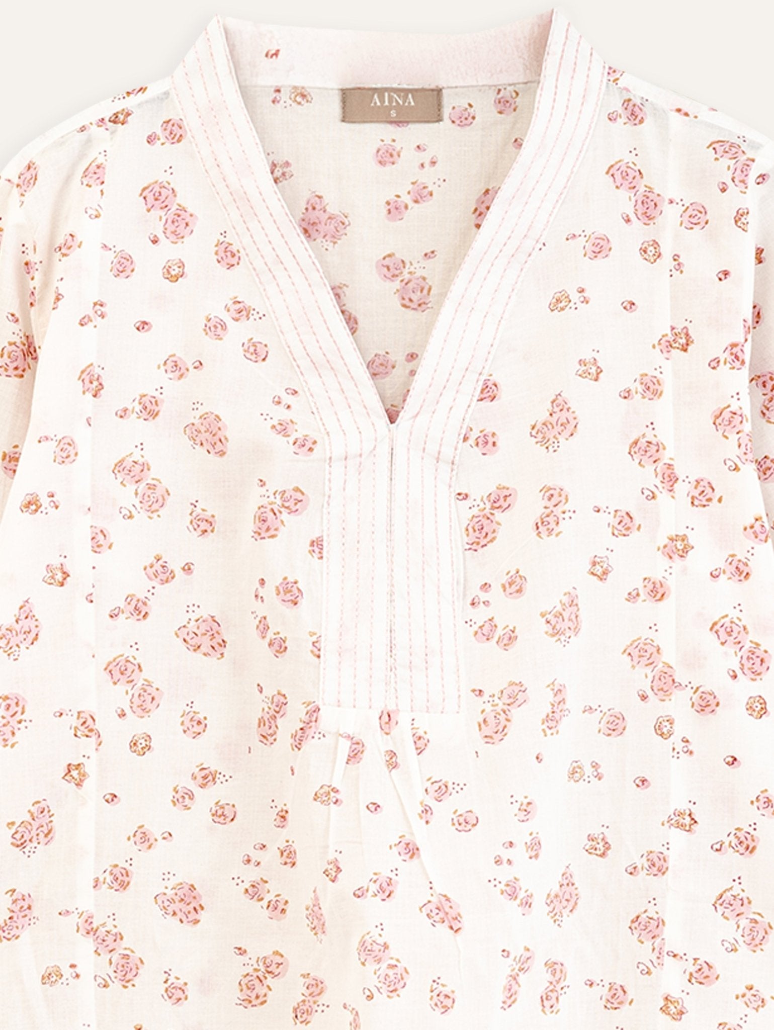 Huda Cotton Block Printed A - Line Kurta - AINA