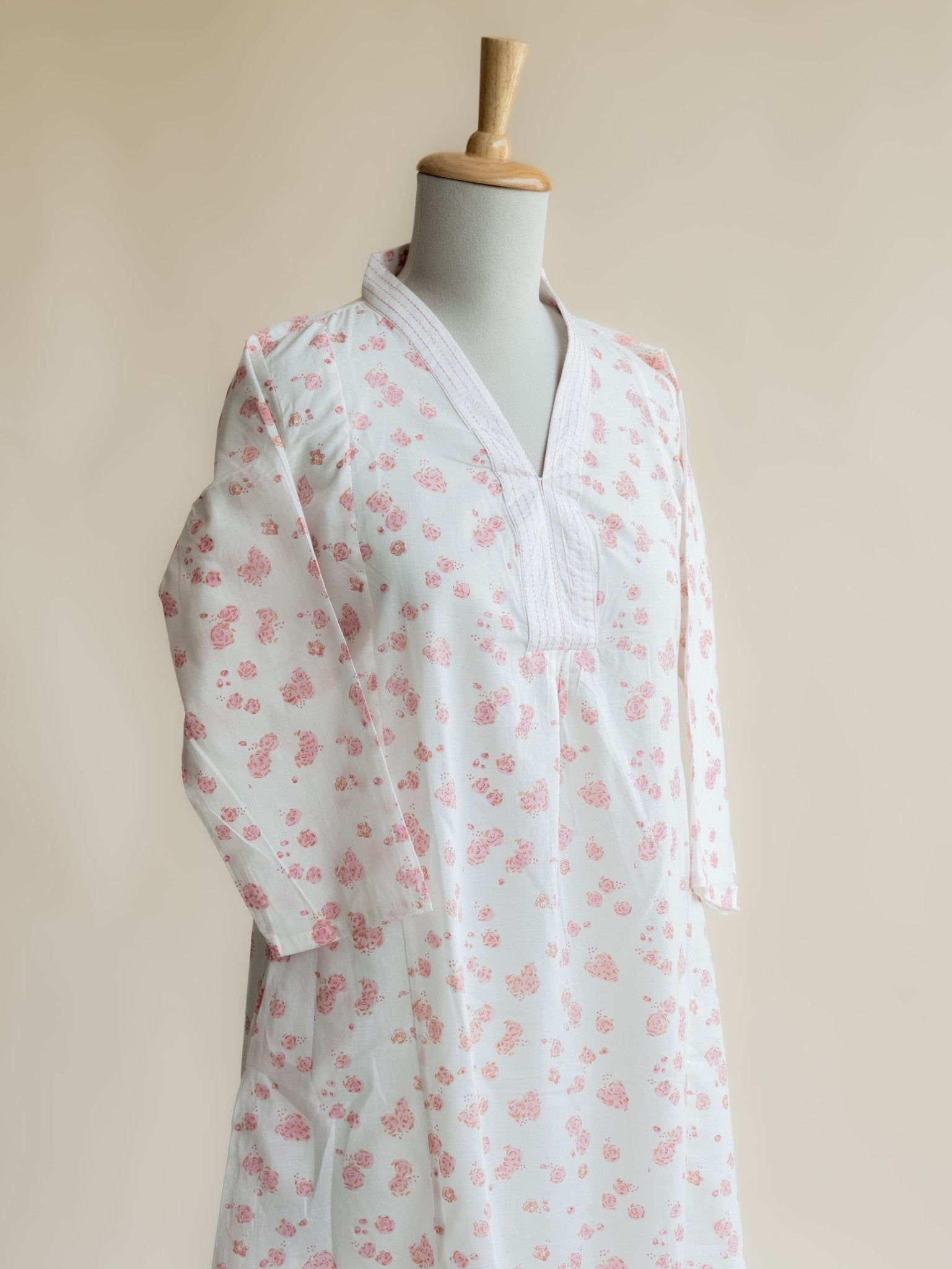 Huda Cotton Block Printed A - Line Kurta - AINA