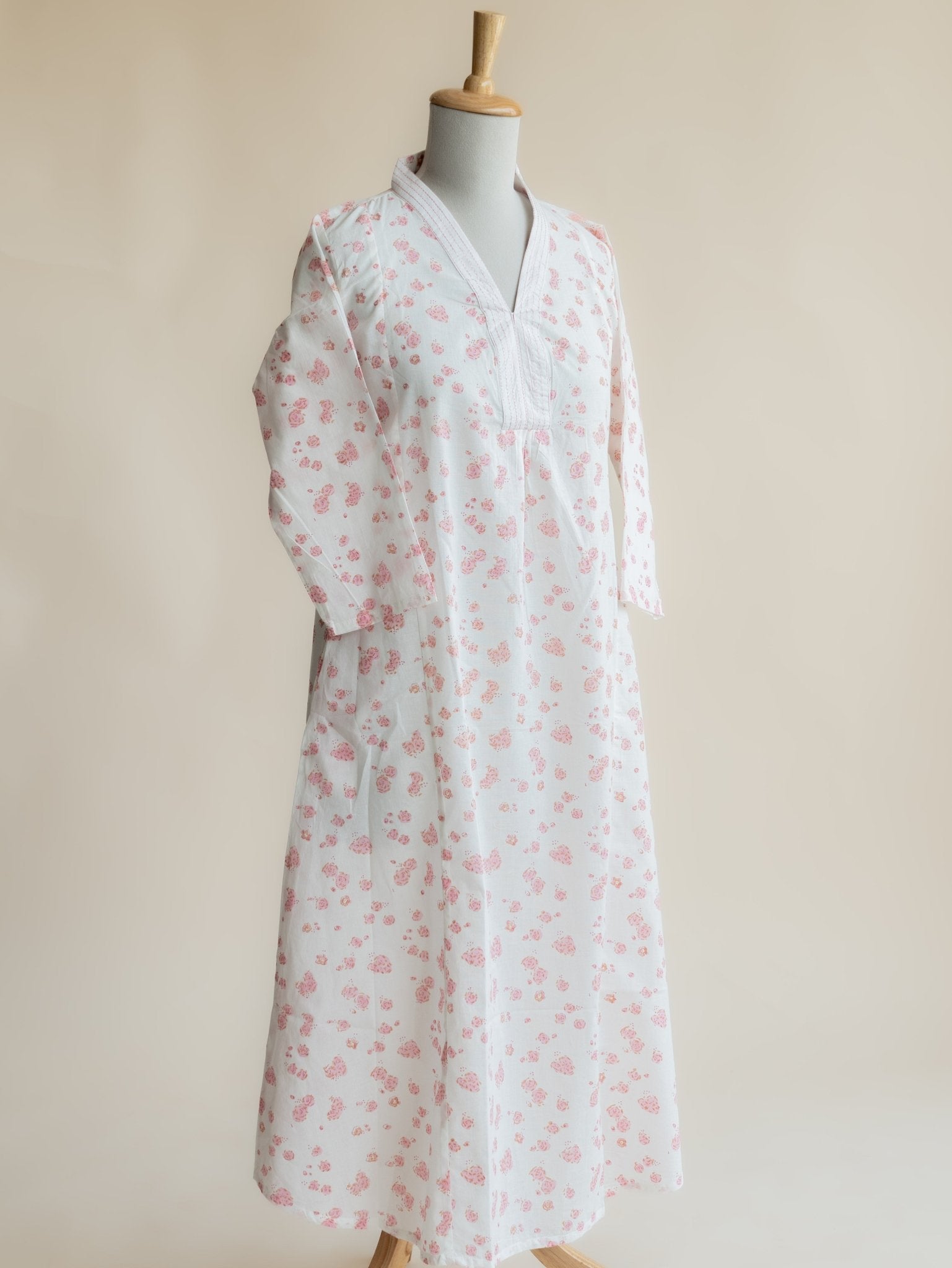 Huda Cotton Block Printed A - Line Kurta - AINA