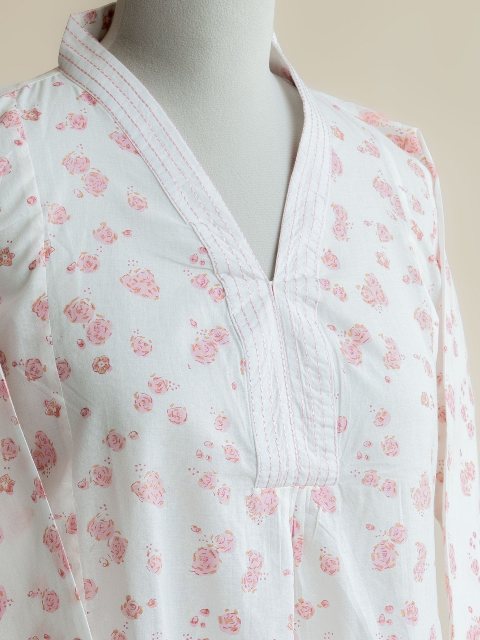 Huda Cotton Block Printed A - Line Kurta - AINA