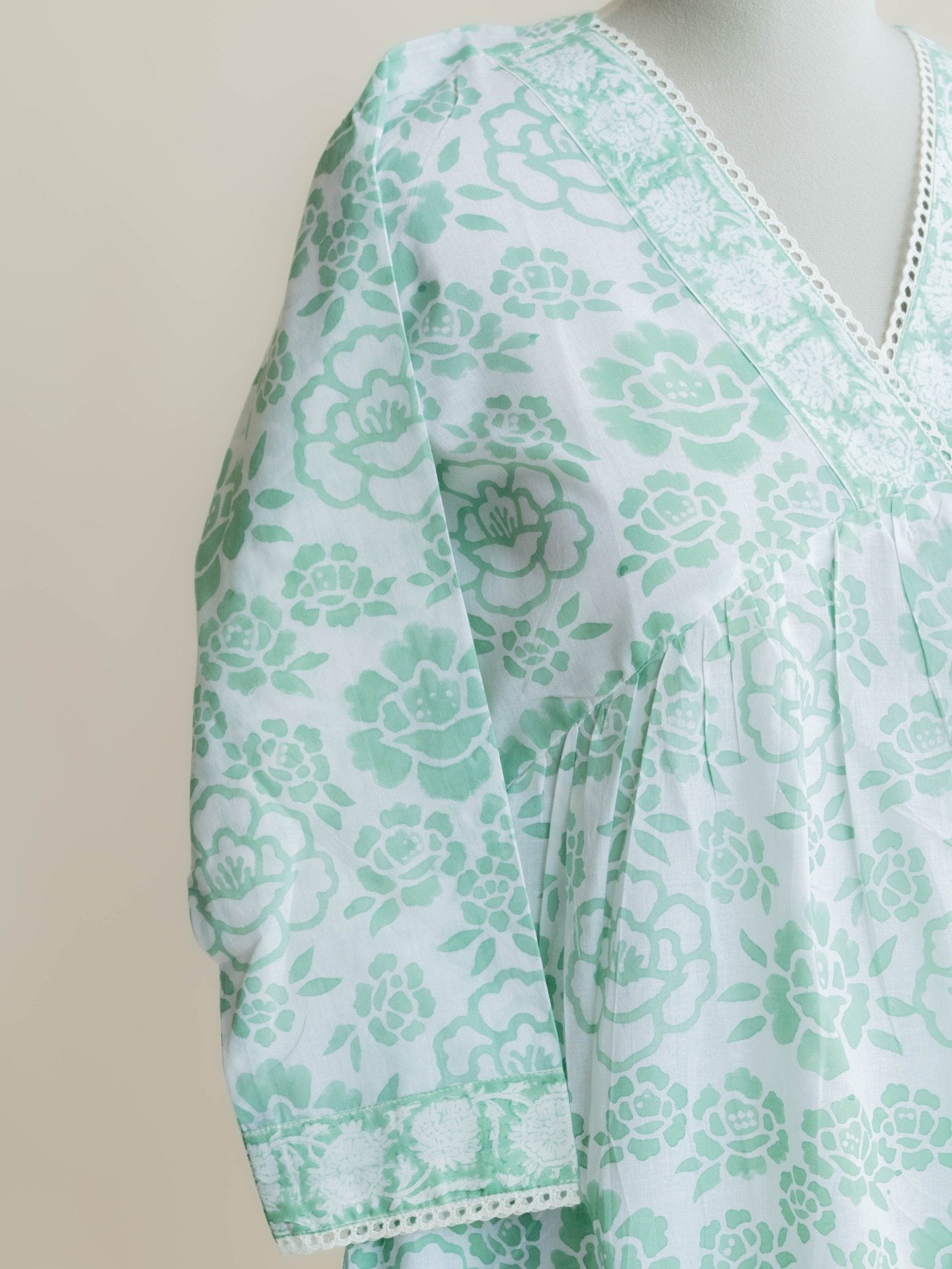Huma Cotton Block Printed A Line Kurta - AINA