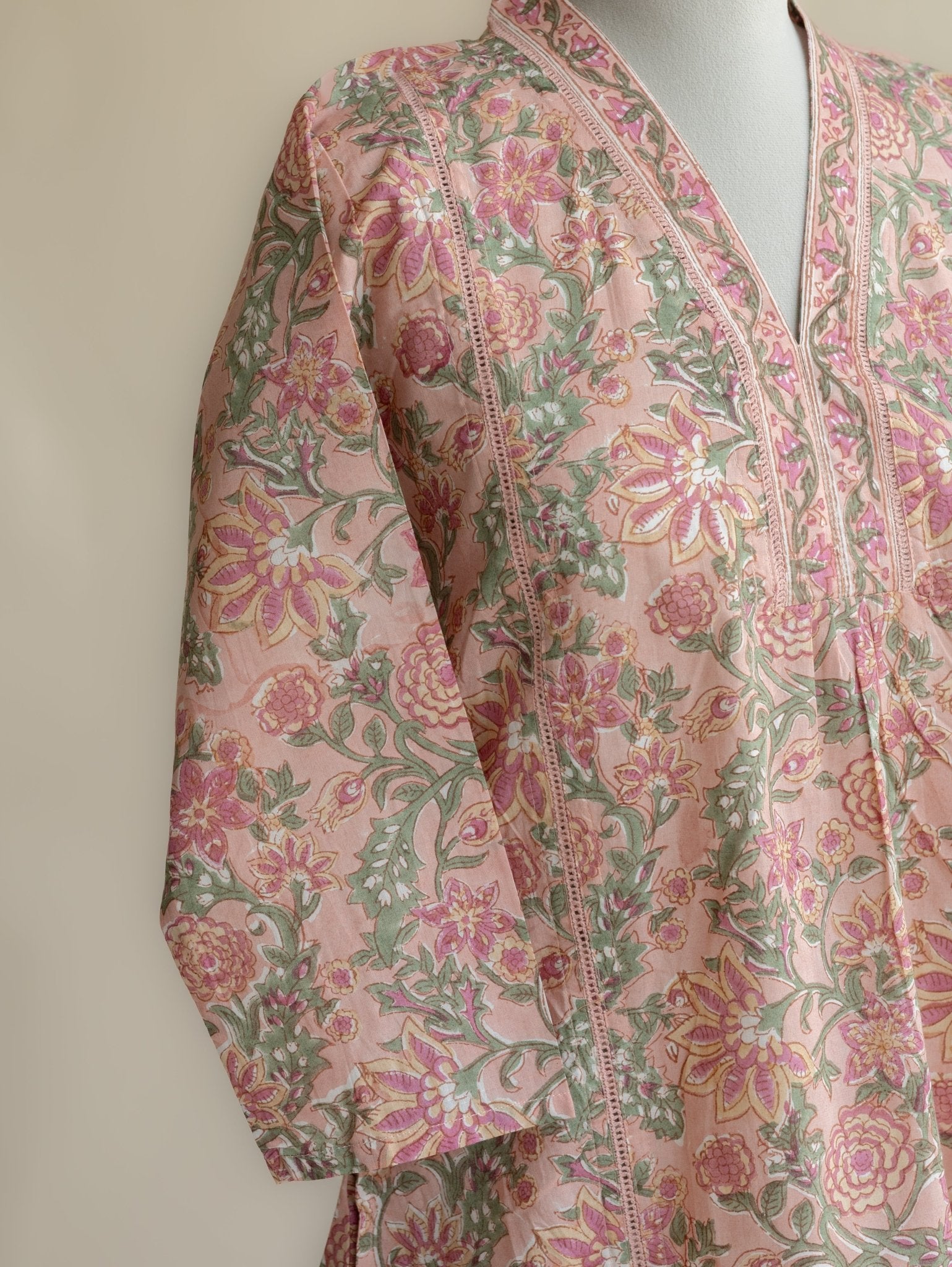 Humera Cotton Block Printed A - Line Kurta - AINA
