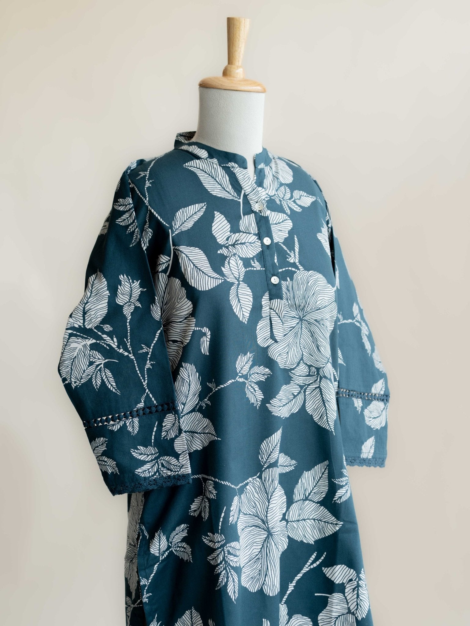 Iha Cotton Flax Printed Straight Kurta - AINA