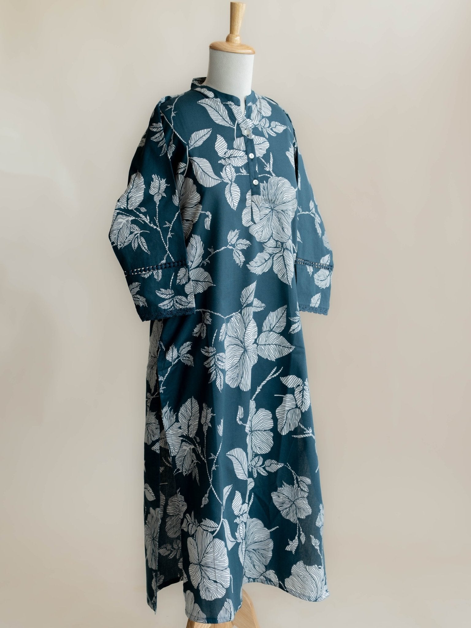 Iha Cotton Flax Printed Straight Kurta - AINA