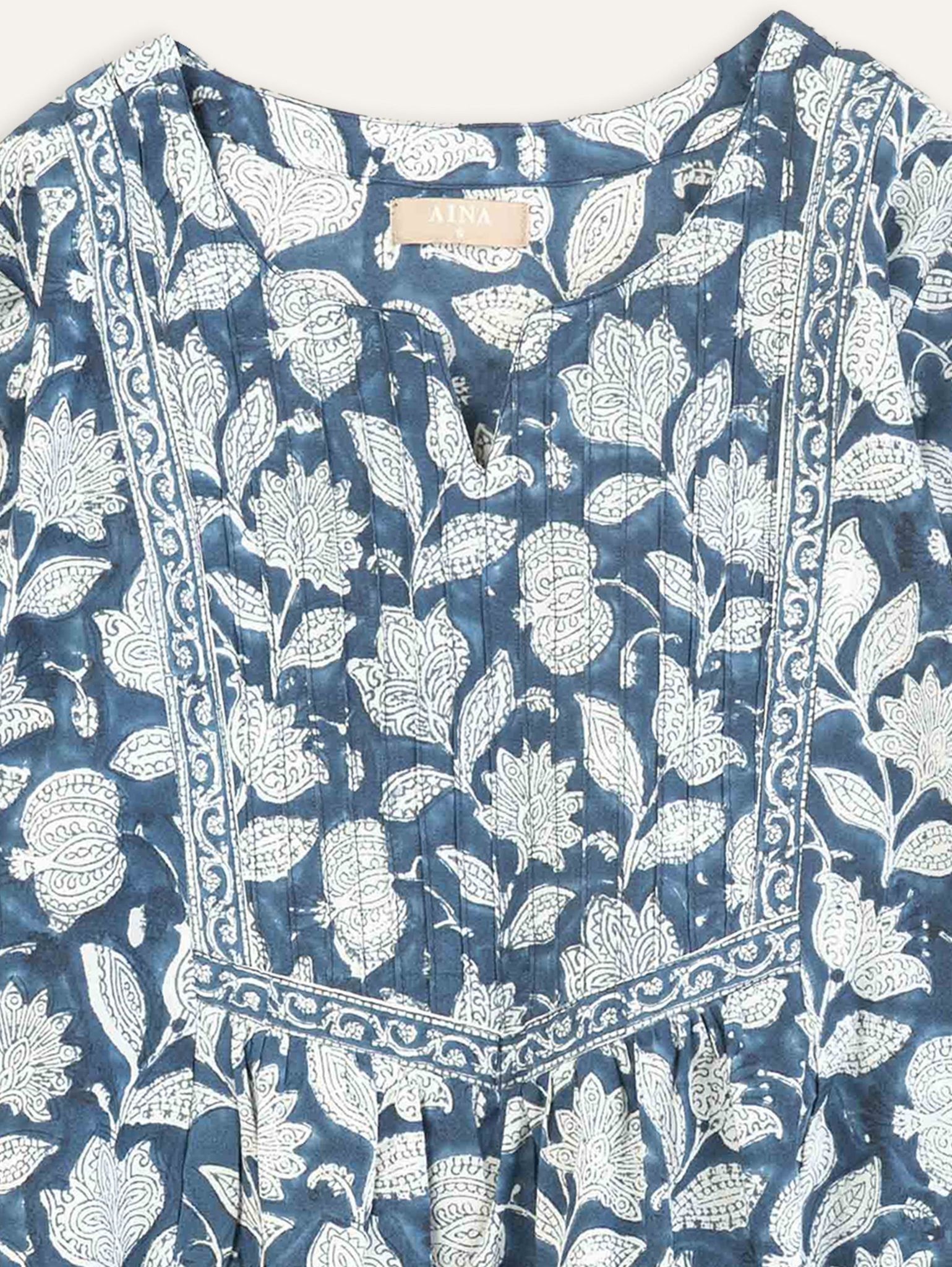 Ihab Cotton Block Printed A Line Kurta - AINA