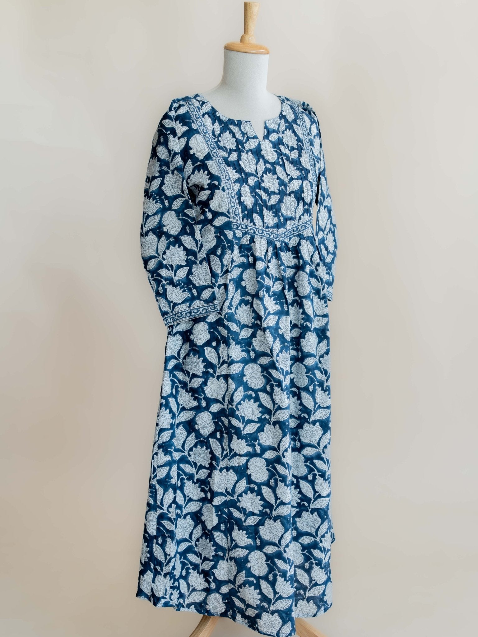 Ihab Cotton Block Printed A Line Kurta - AINA