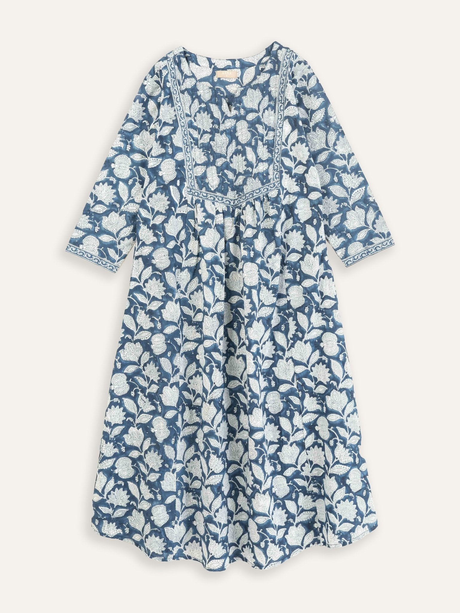 Ihab Cotton Block Printed A Line Kurta - AINA