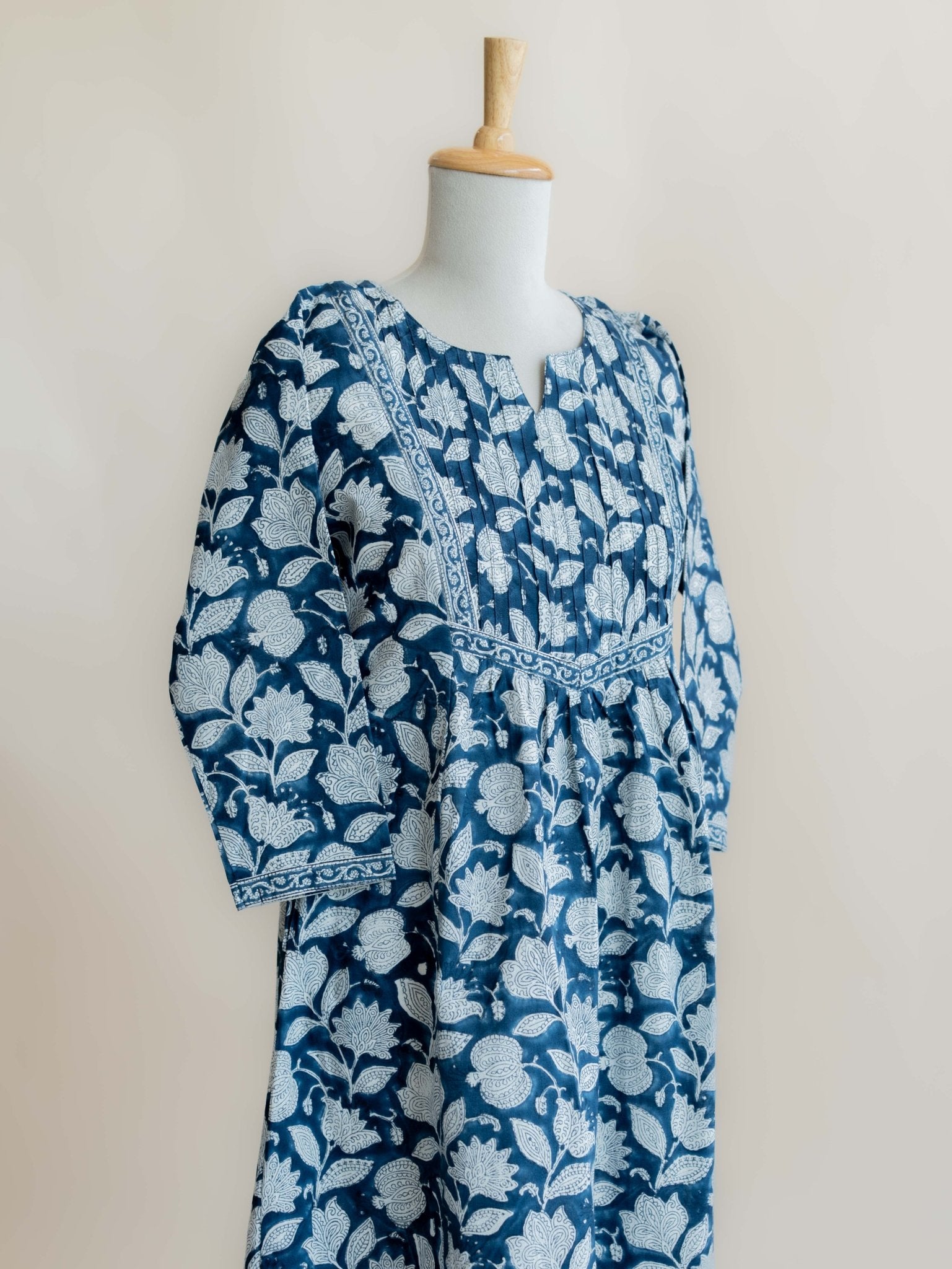 Ihab Cotton Block Printed A Line Kurta - AINA