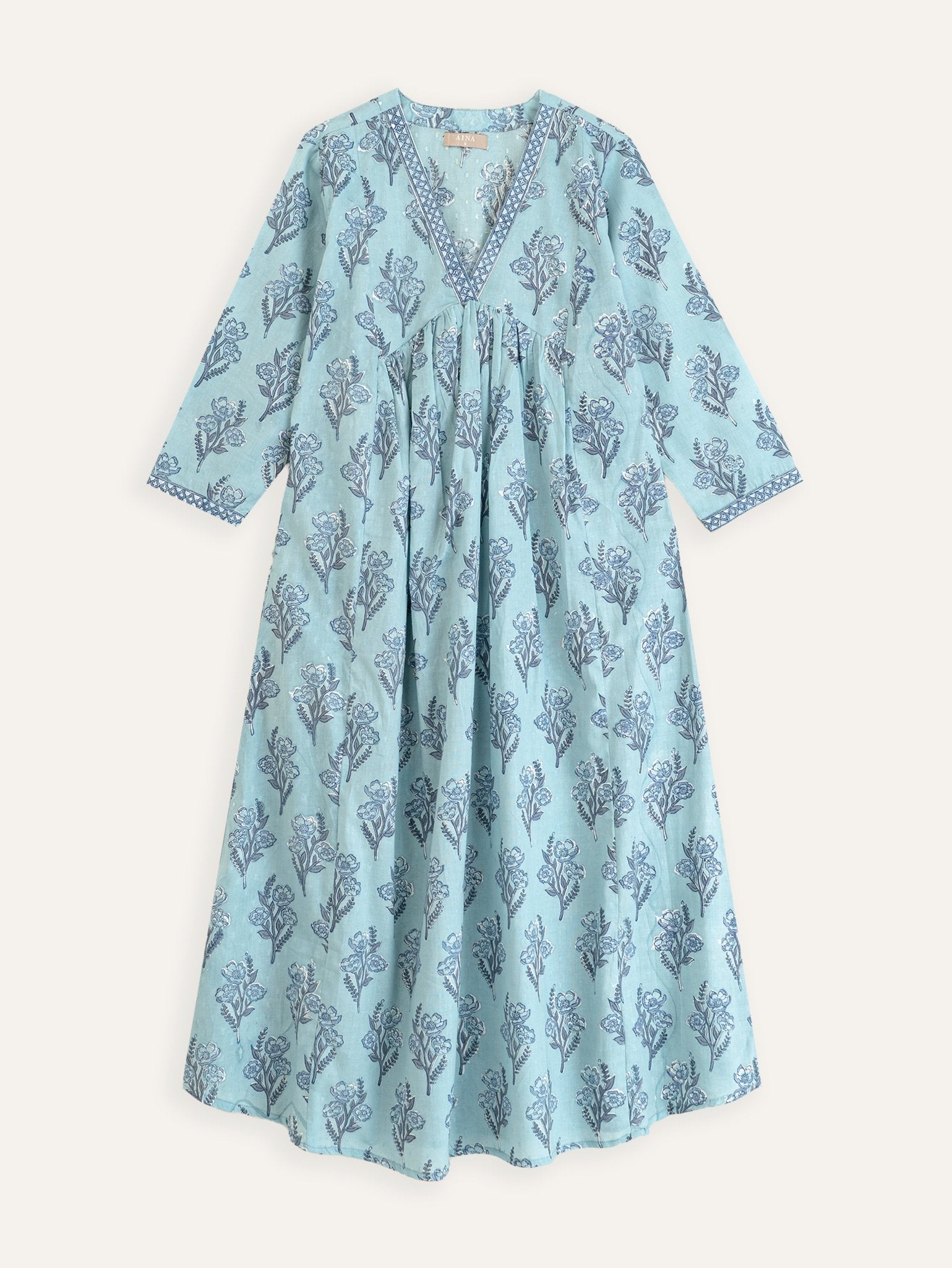 Ihita Cotton Block Printed A - Line Kurta - AINA