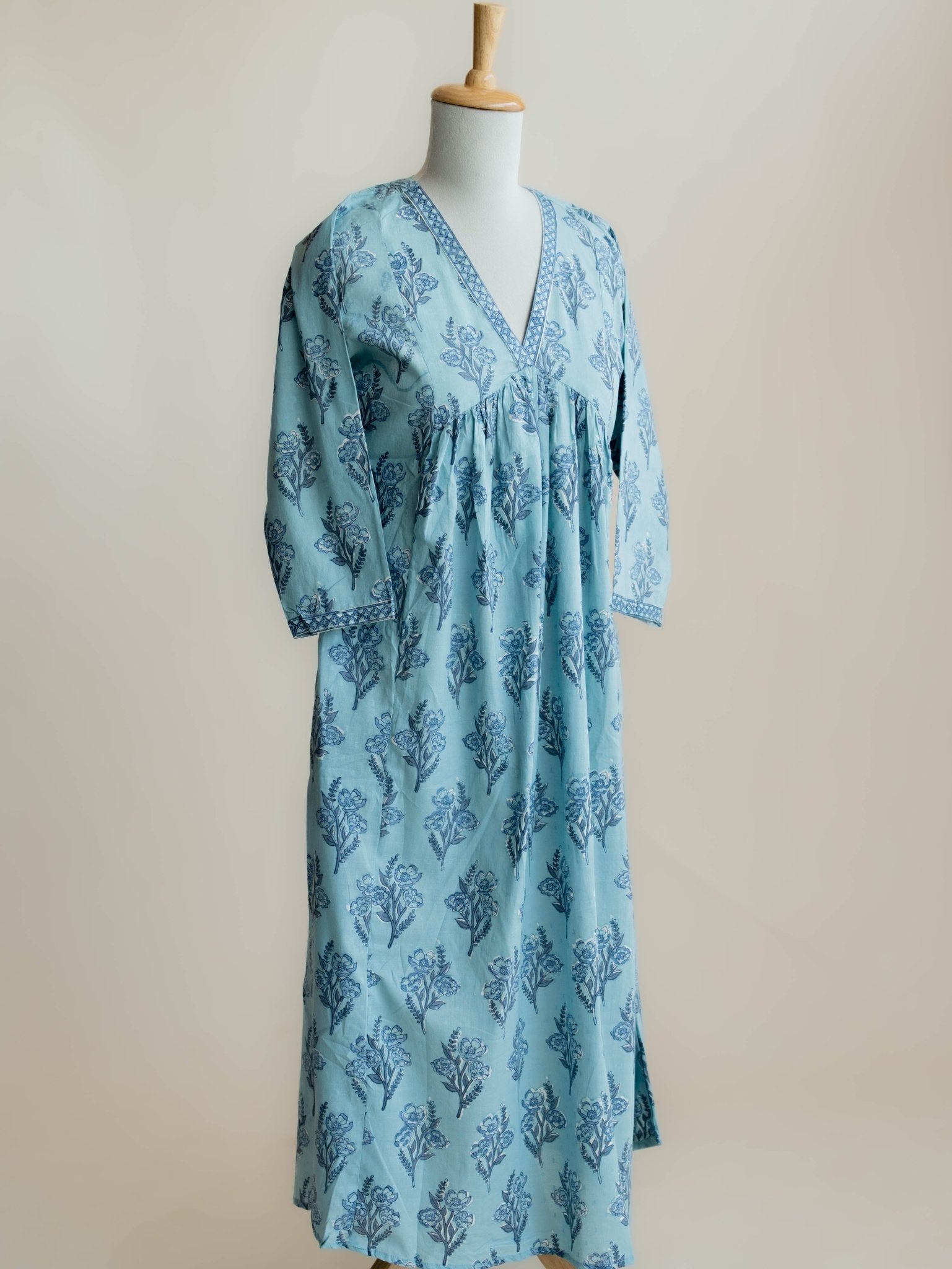 Ihita Cotton Block Printed A - Line Kurta - AINA