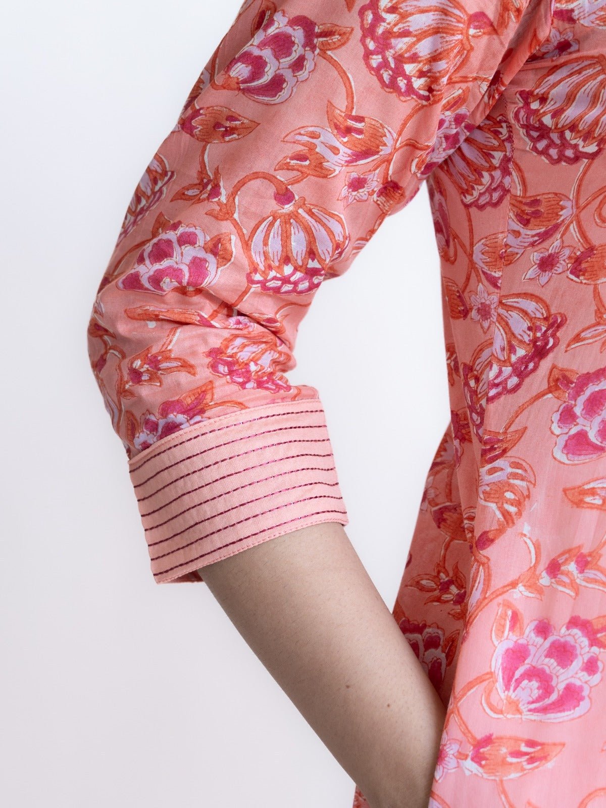 Inara Cotton Block Printed A - Line Suit Set - AINA