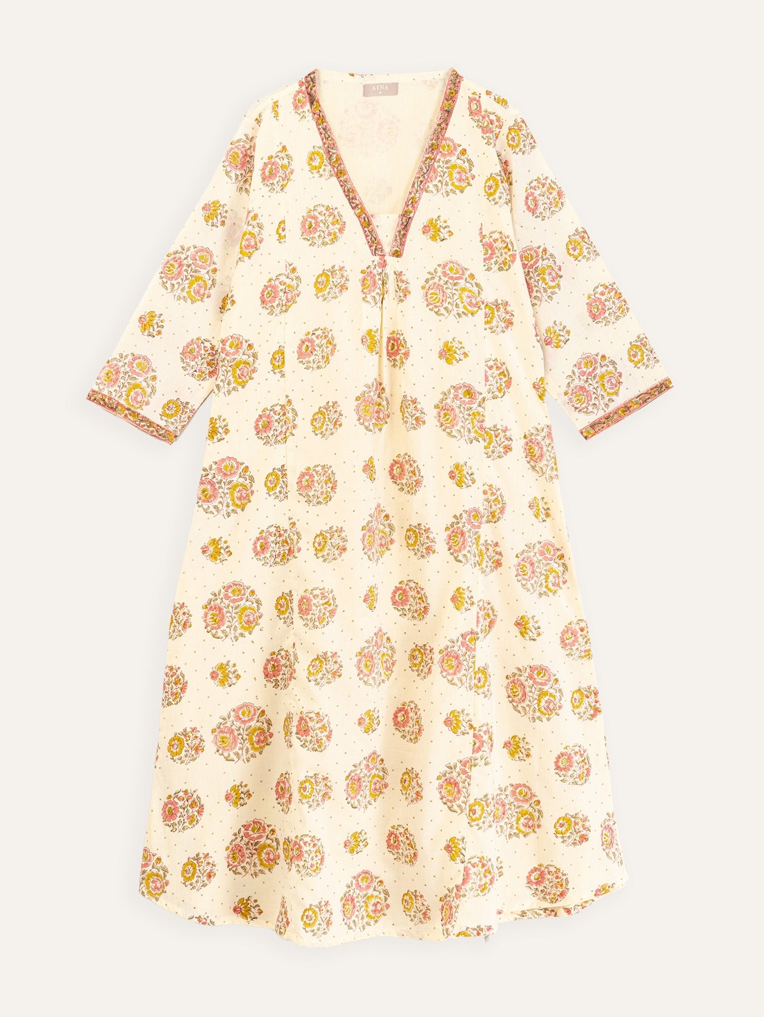 Inaya Cotton Block Printed A - Line Kurta - AINA