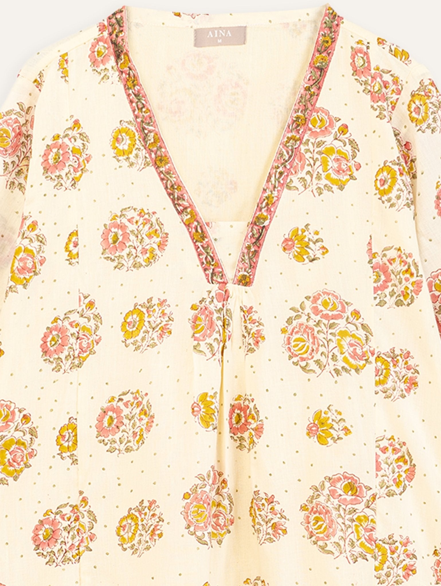 Inaya Cotton Block Printed A - Line Kurta - AINA