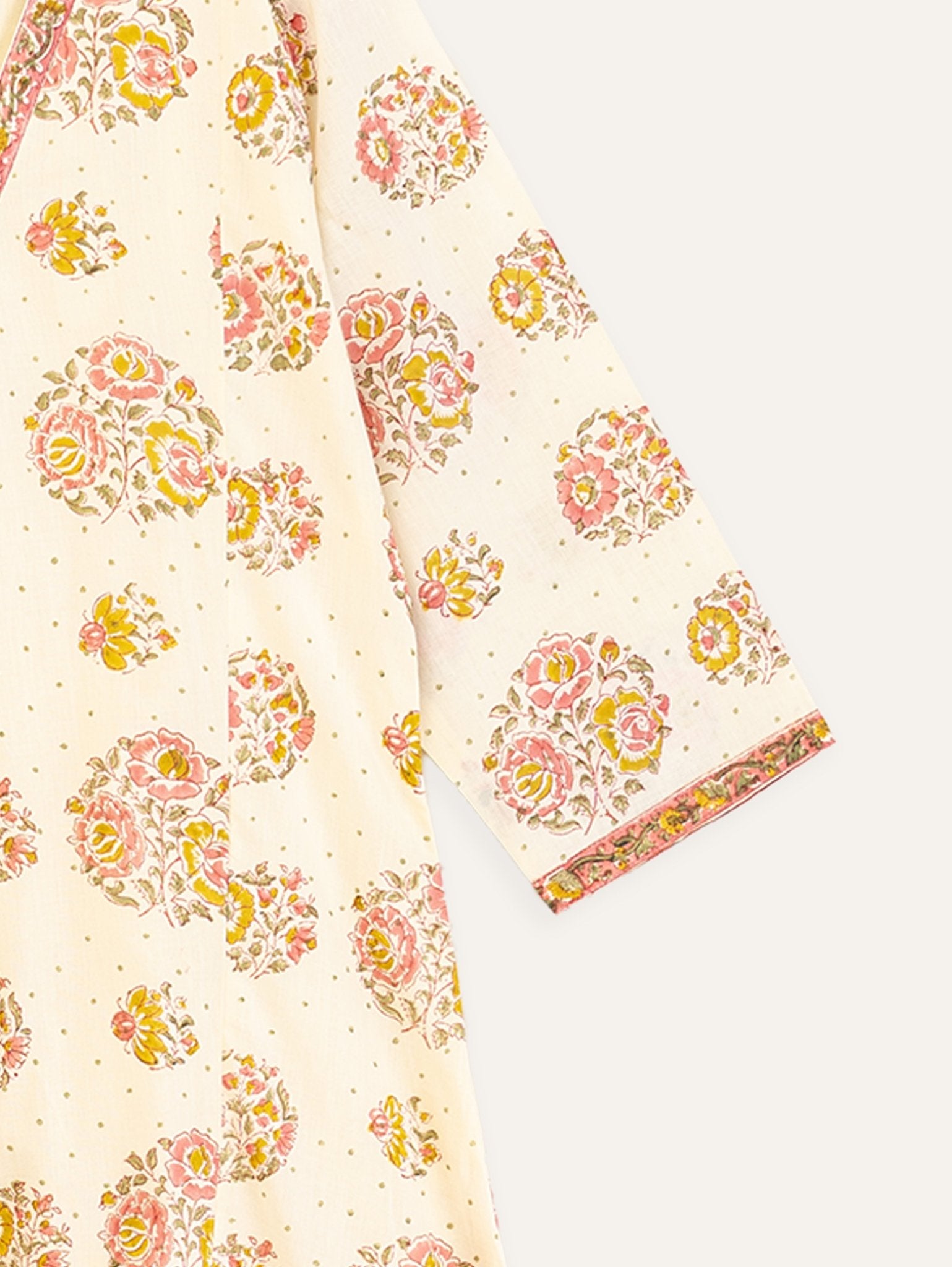 Inaya Cotton Block Printed A - Line Kurta - AINA