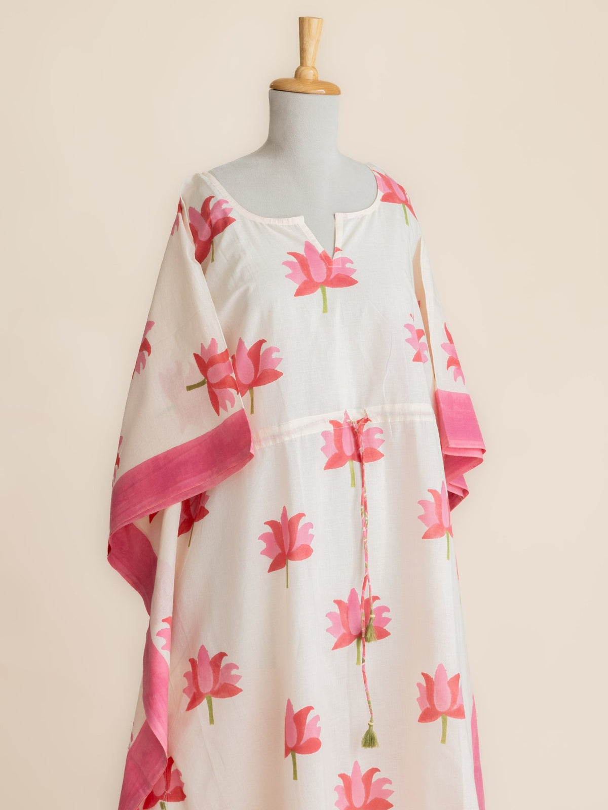 Inaya Cotton Block Printed Long Kaftan - AINA