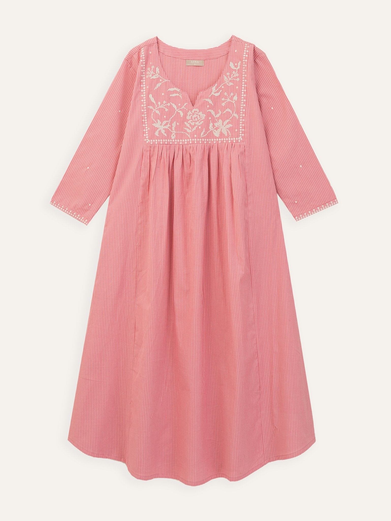 Indira Cotton Handloom Embroidered A - Line Kurta - AINA