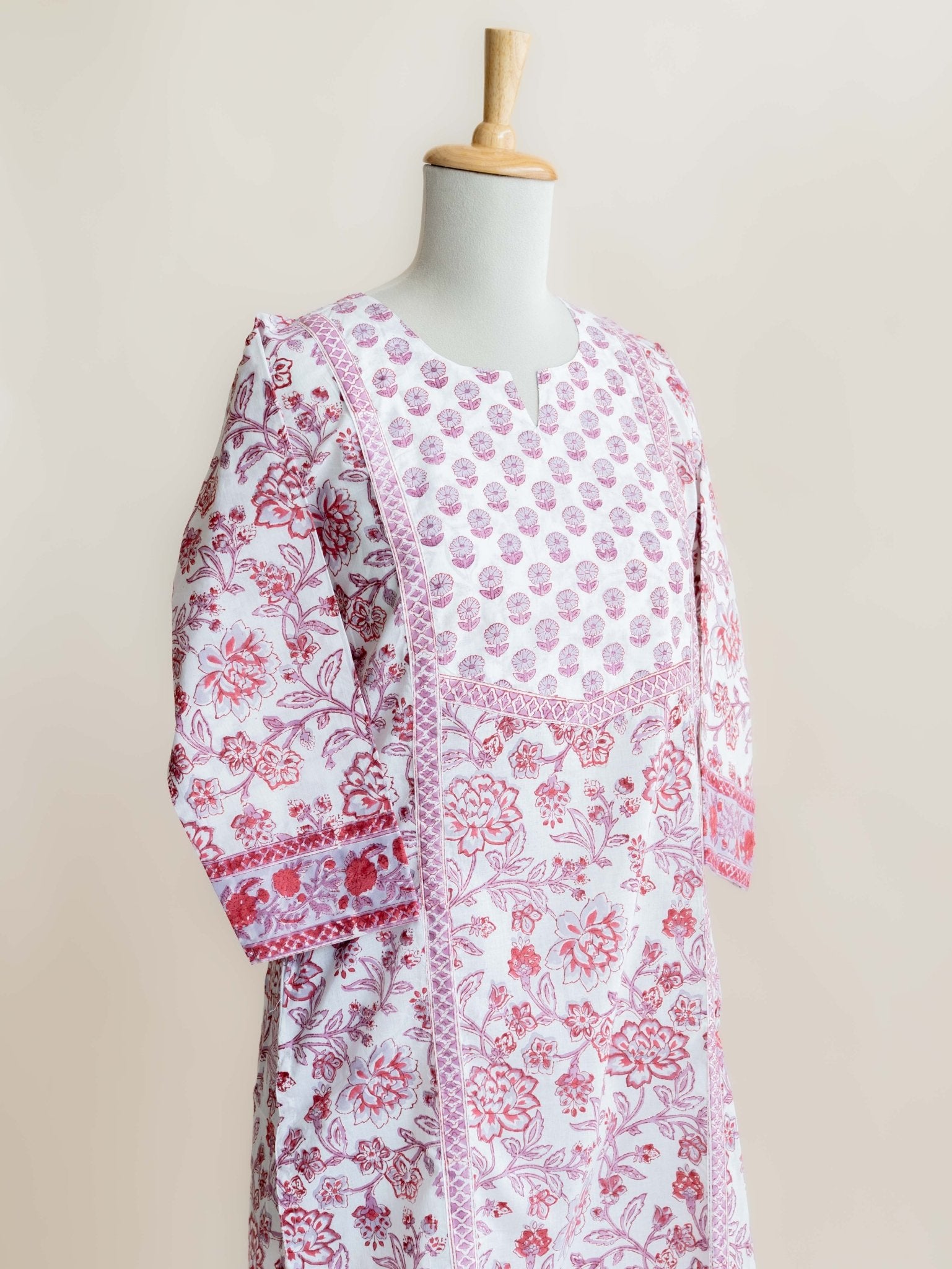 Insha Cotton Block Printed Straight Kurta - AINA