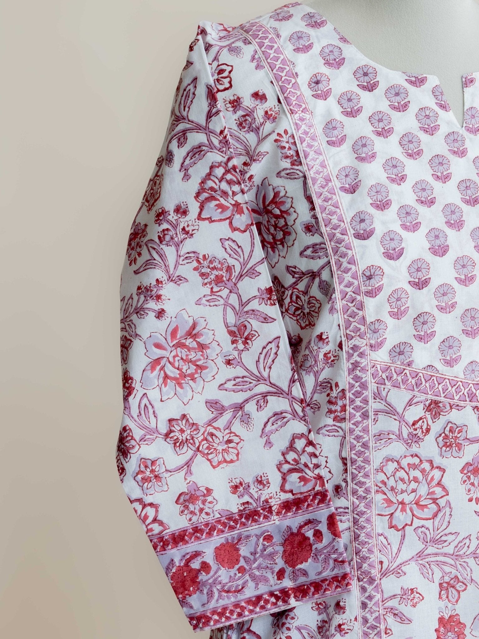 Insha Cotton Block Printed Straight Kurta - AINA