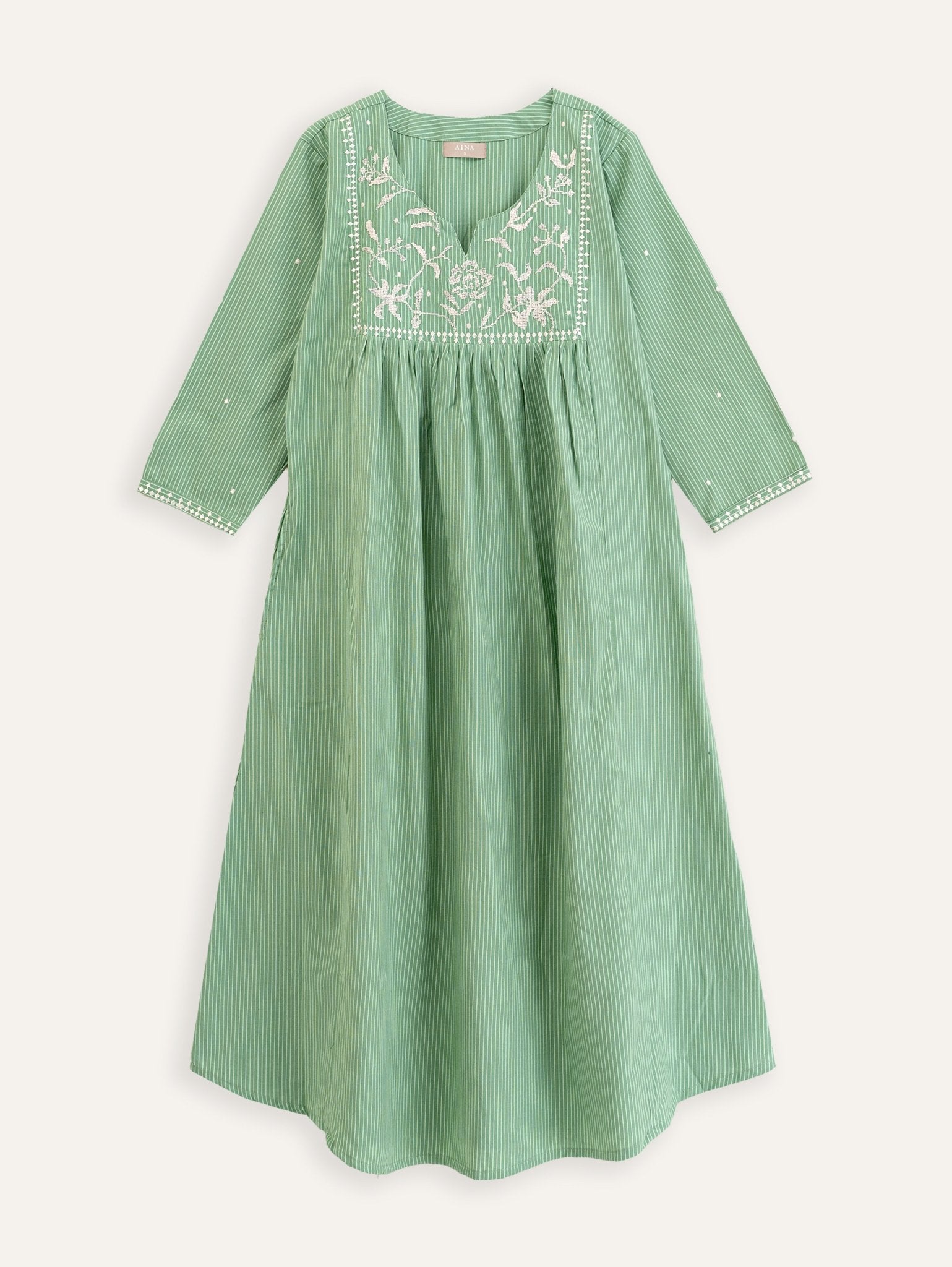 Irada Cotton Handloom Embroidered A - Line Kurta - AINA