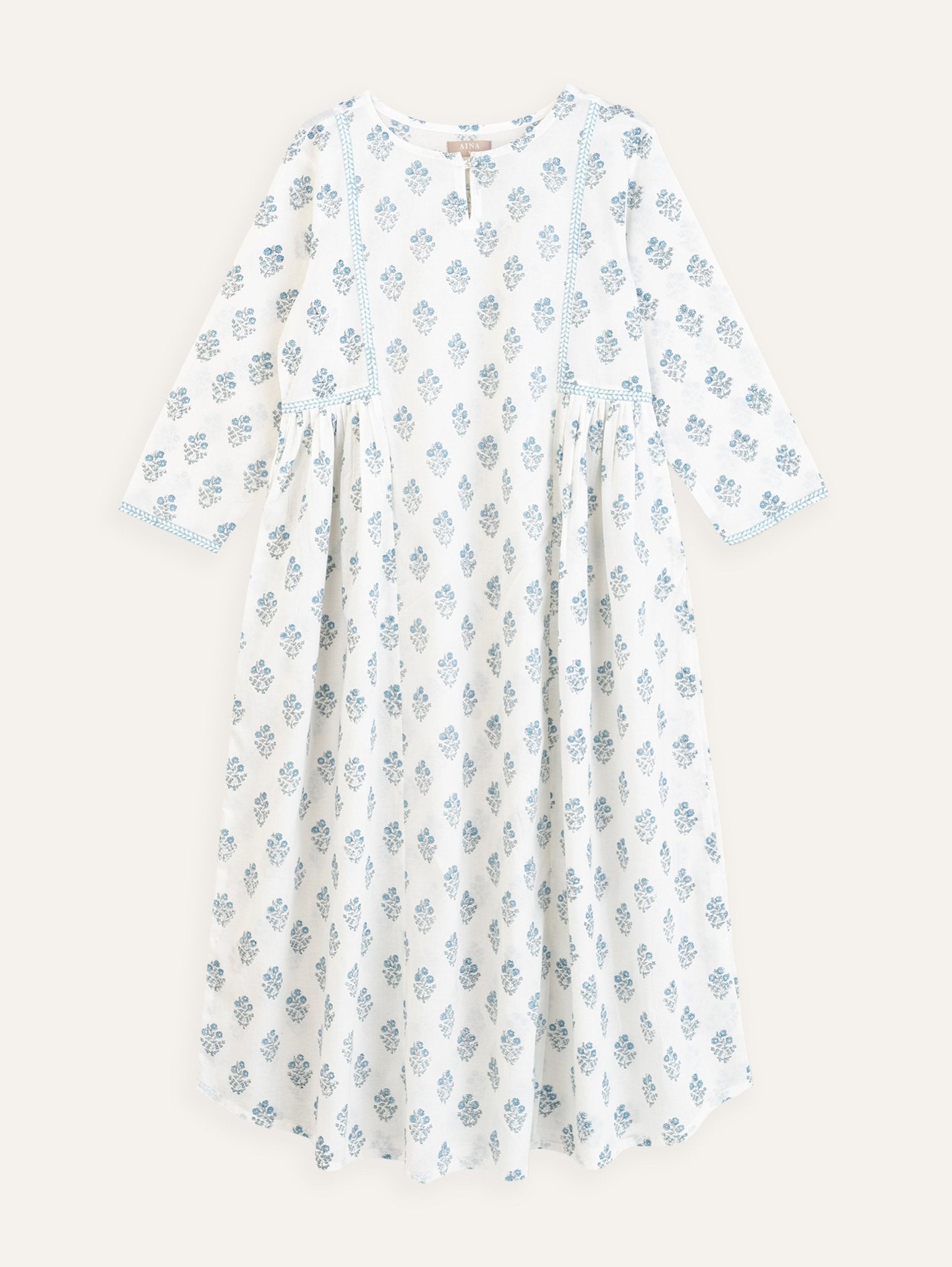 Irene Cotton Block Printed A Line Kurta - AINA