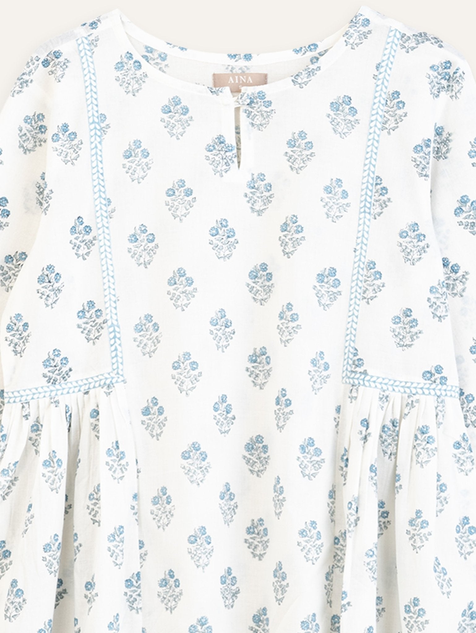 Irene Cotton Block Printed A Line Kurta - AINA