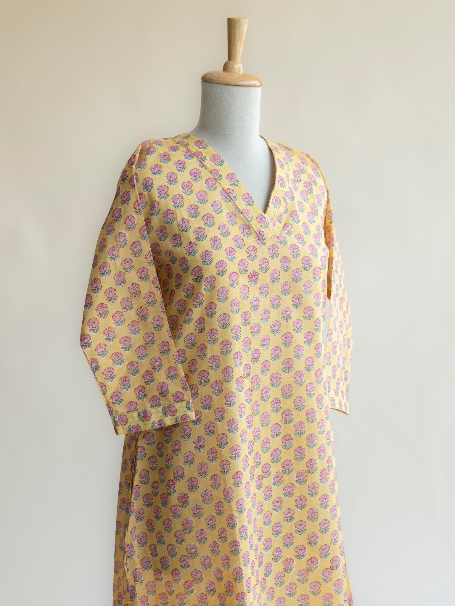 Iriene Cotton Block Printed A - Line Kurta - AINA