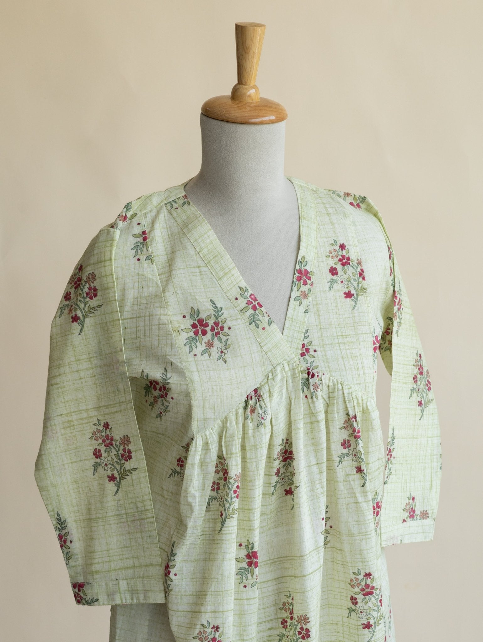 Ishaani Cotton Block Printed A - Line Kurta - AINA