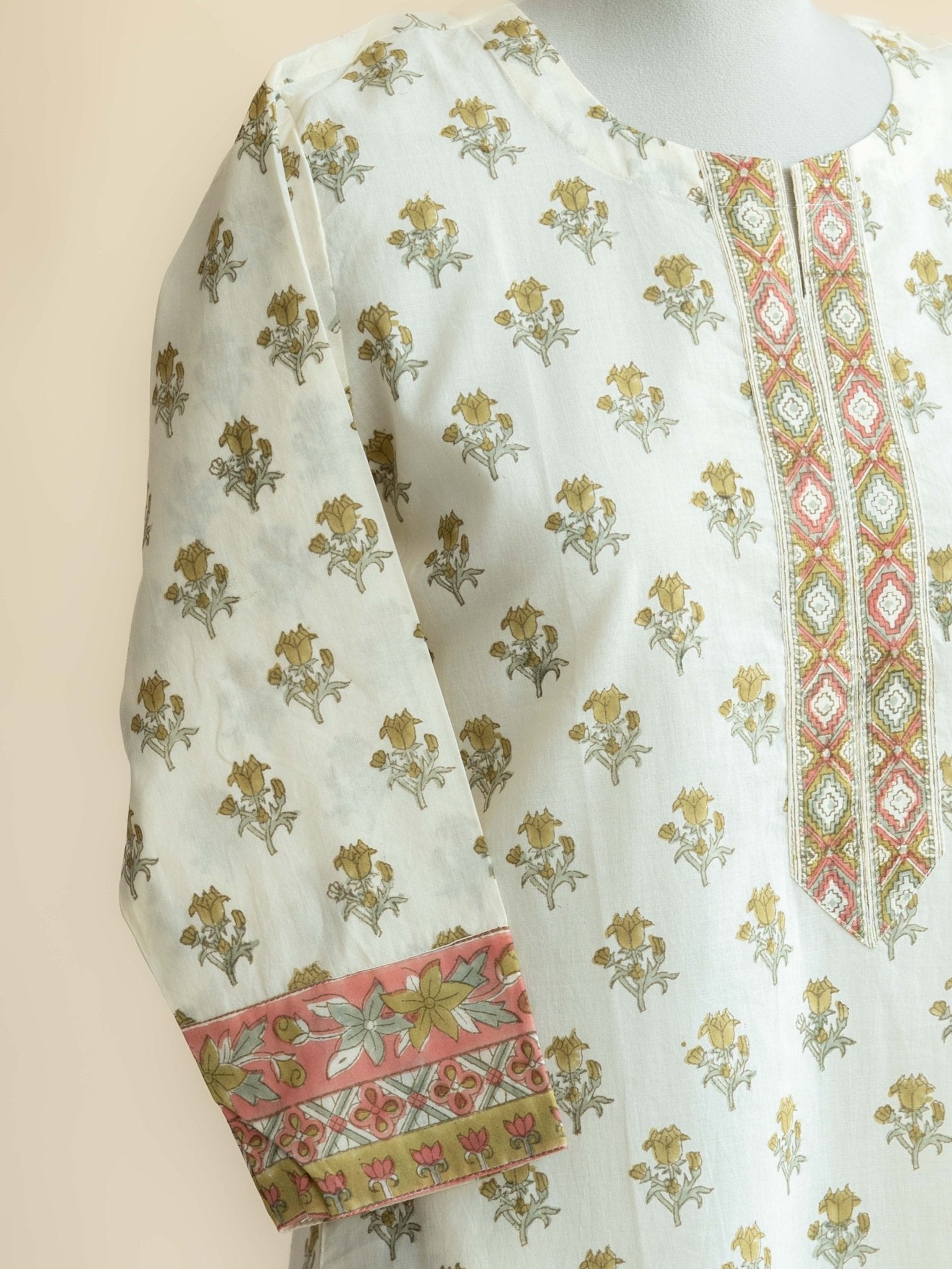 Ivana Cotton Block Printed Straight Kurta - AINA
