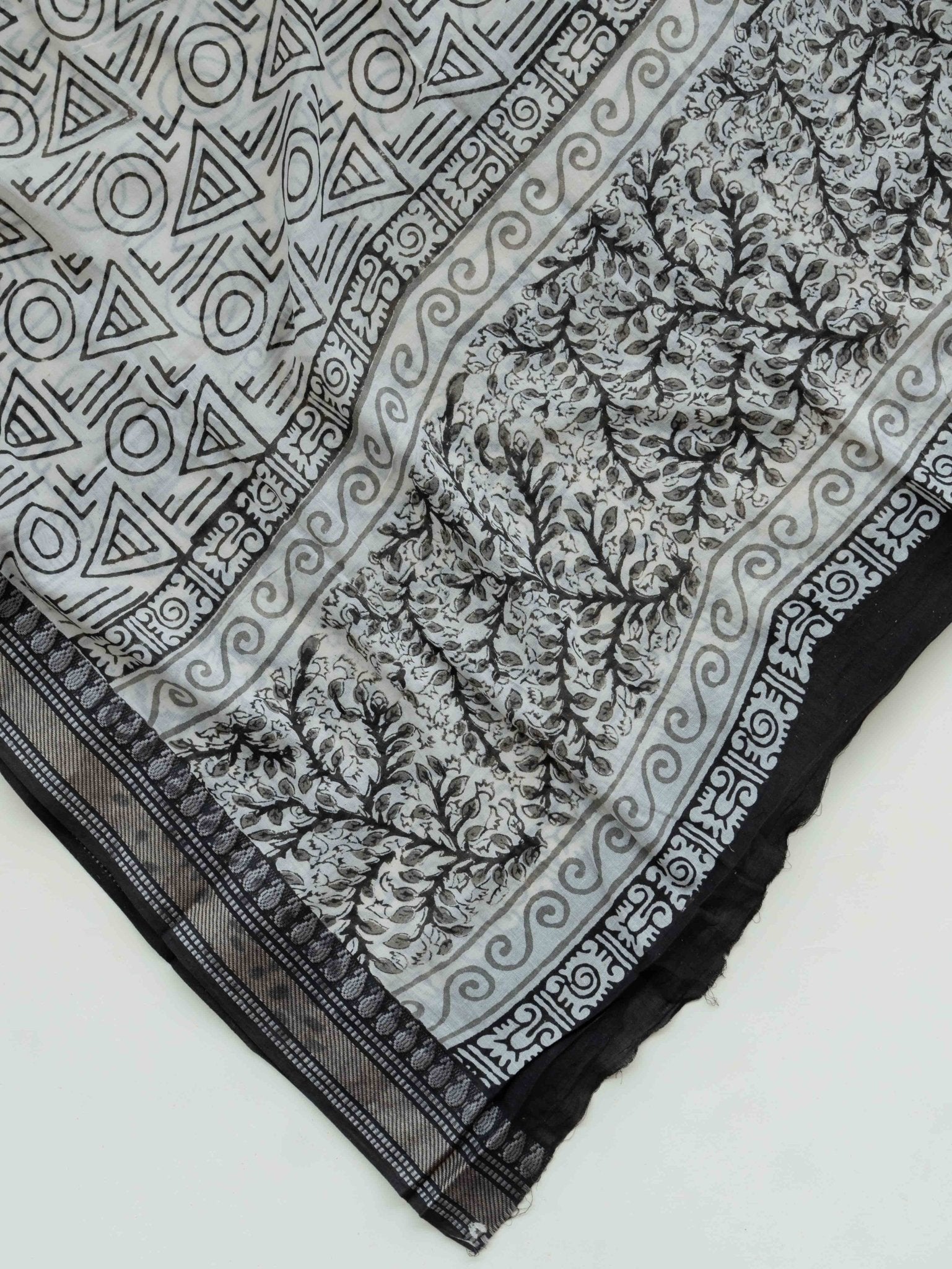 Ivara Cotton Block Printed Unstitched Suit Set - 3 Piece - AINA