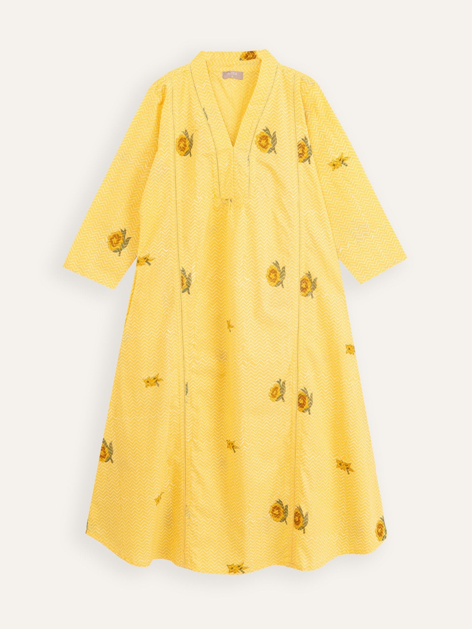 Ivikha Cotton Block Printed A - Line Kurta - AINA