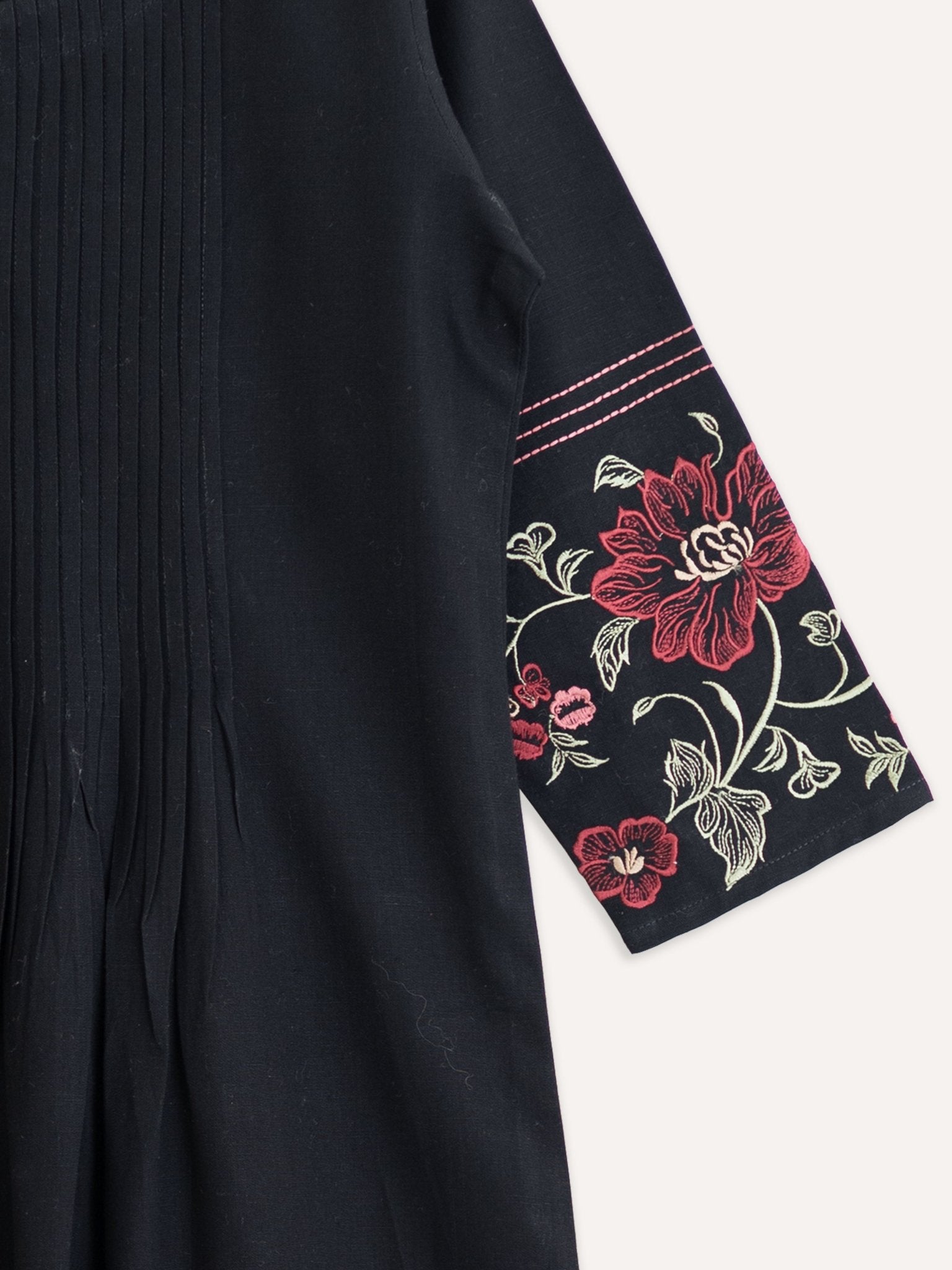 Izana Cotton Flax Embroidered A - Line Kurta - AINA
