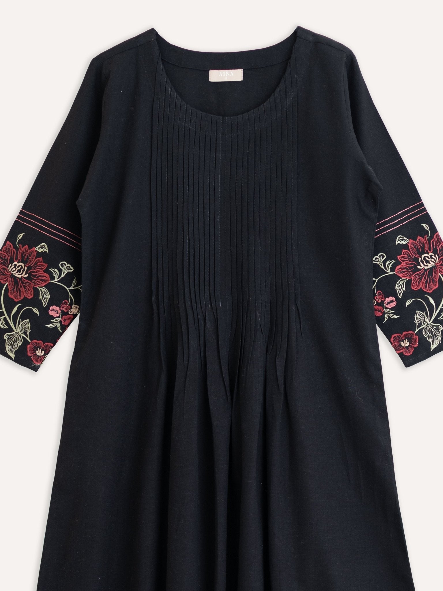 Izana Cotton Flax Embroidered A - Line Kurta - AINA
