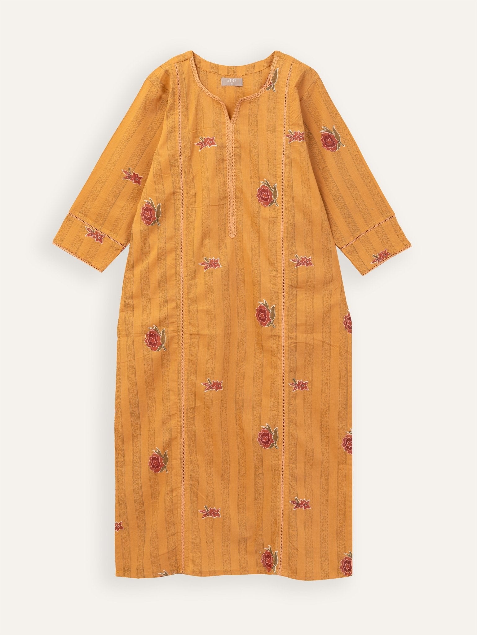 Jahana Cotton Block Printed Straight Kurta - AINA