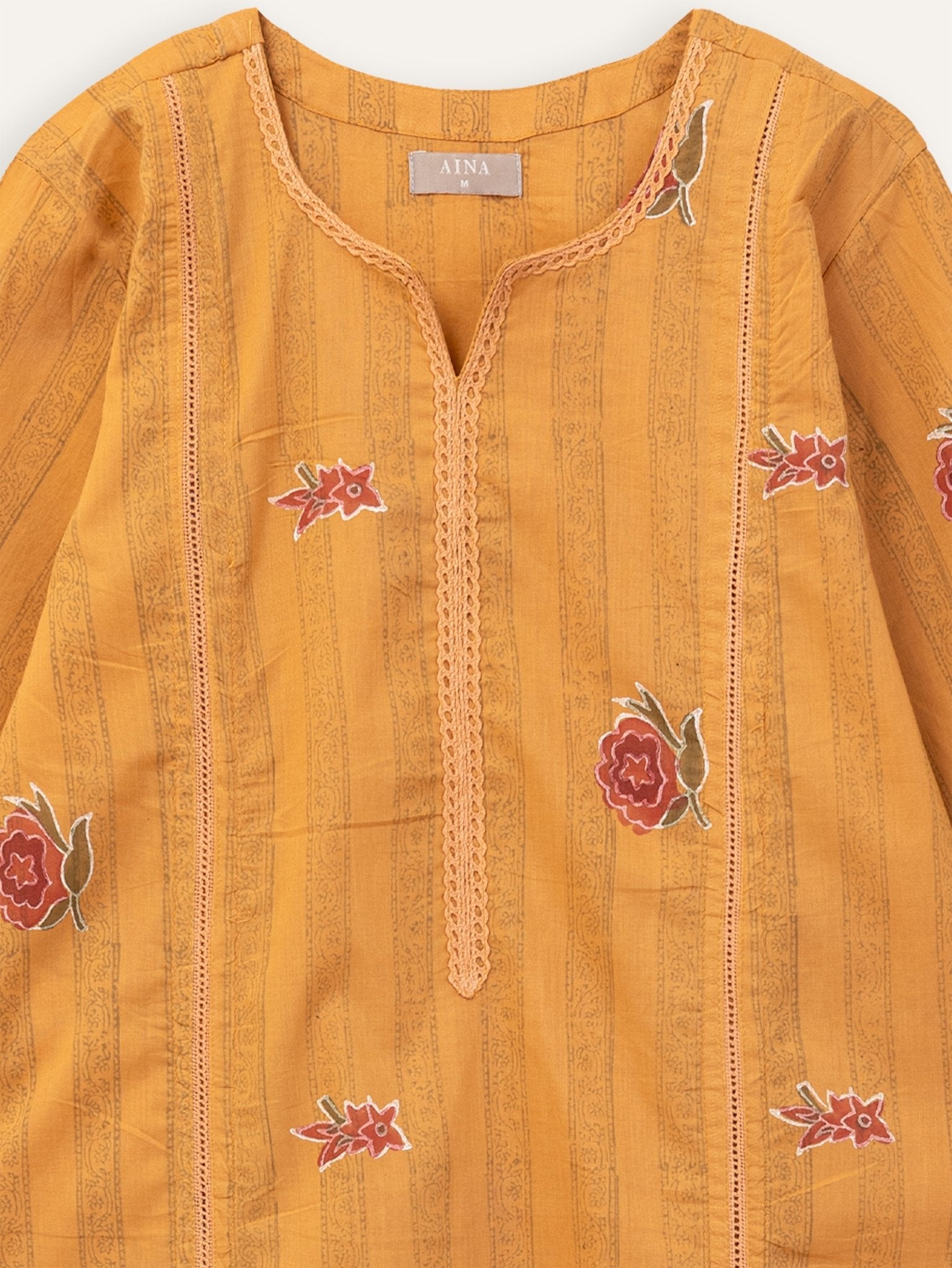 Jahana Cotton Block Printed Straight Kurta - AINA