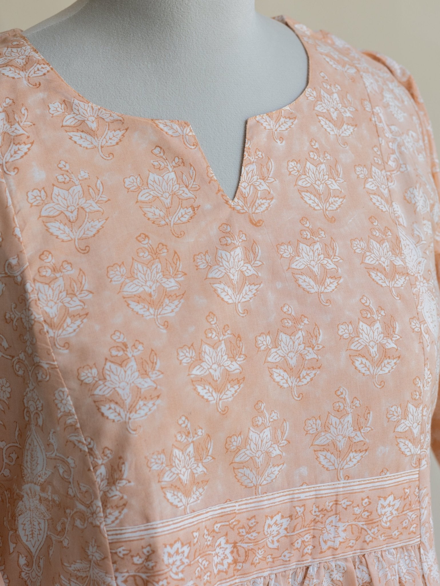 Jahna Cotton Block Printed A - Line Kurta - AINA