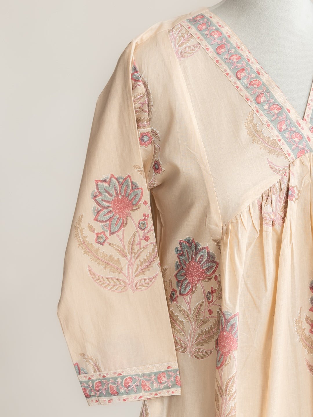 Jasla Cotton Block Printed A - Line Kurta - AINA