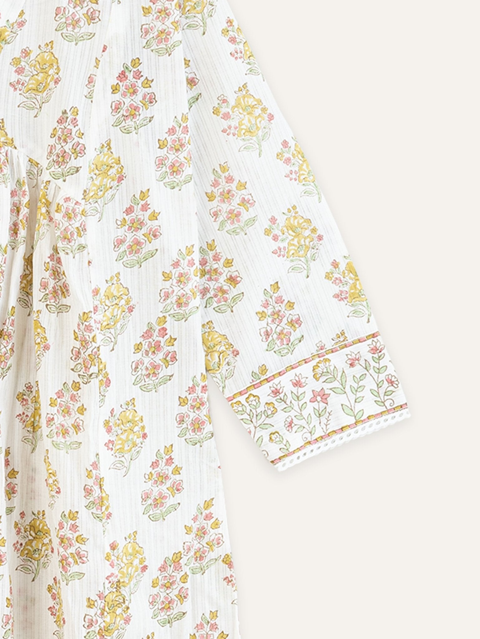 Jaspreet Cotton Block Printed A - Line Kurta - AINA